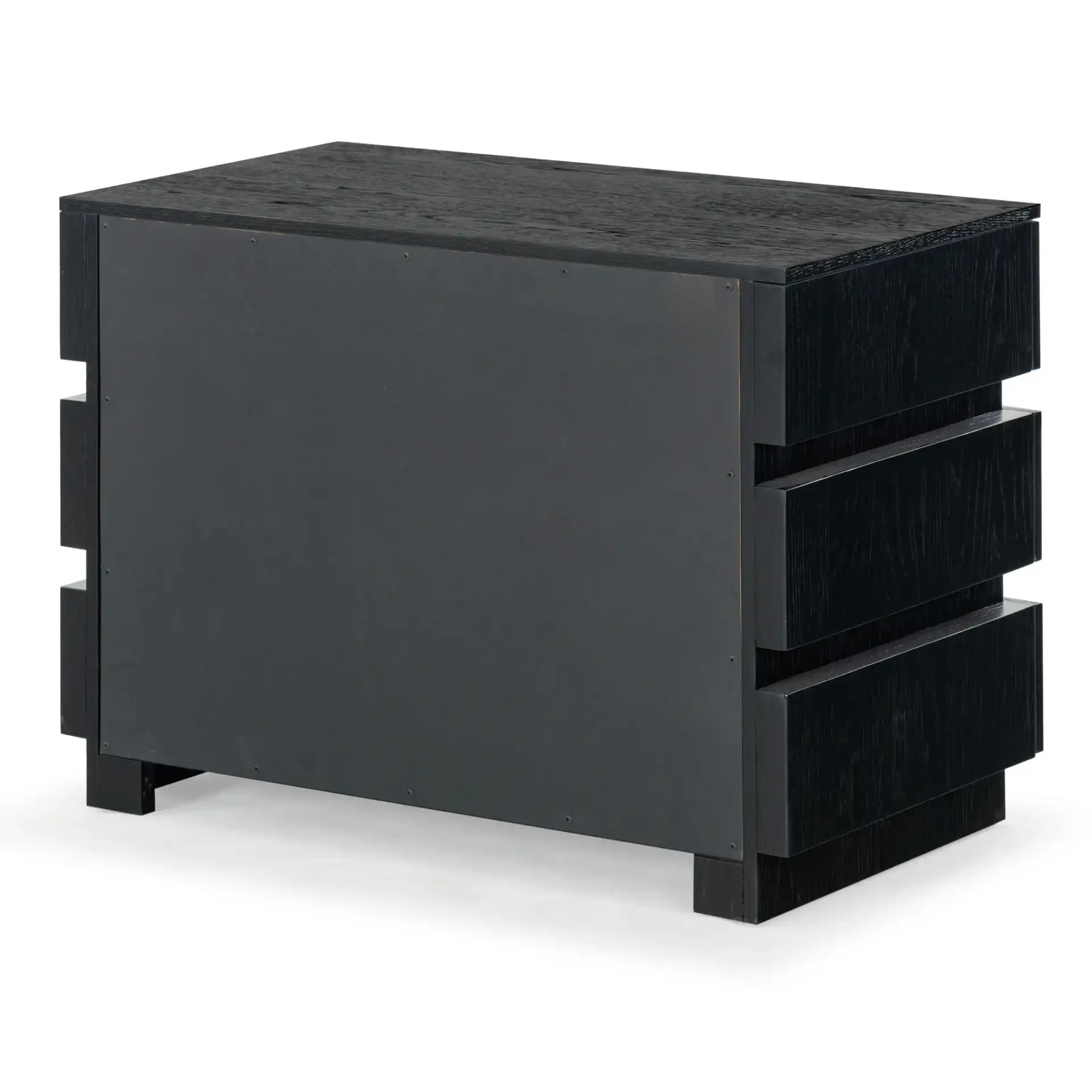 Titus Three-Drawer Stacked Chest in Black, detail view