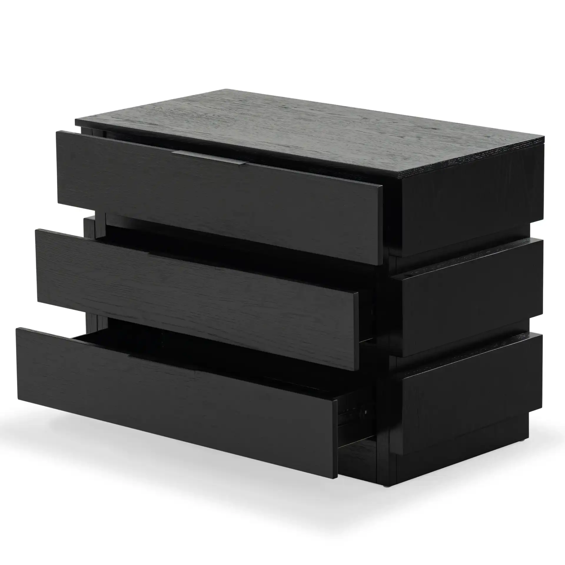 Titus Three-Drawer Stacked Chest in Black, detail view