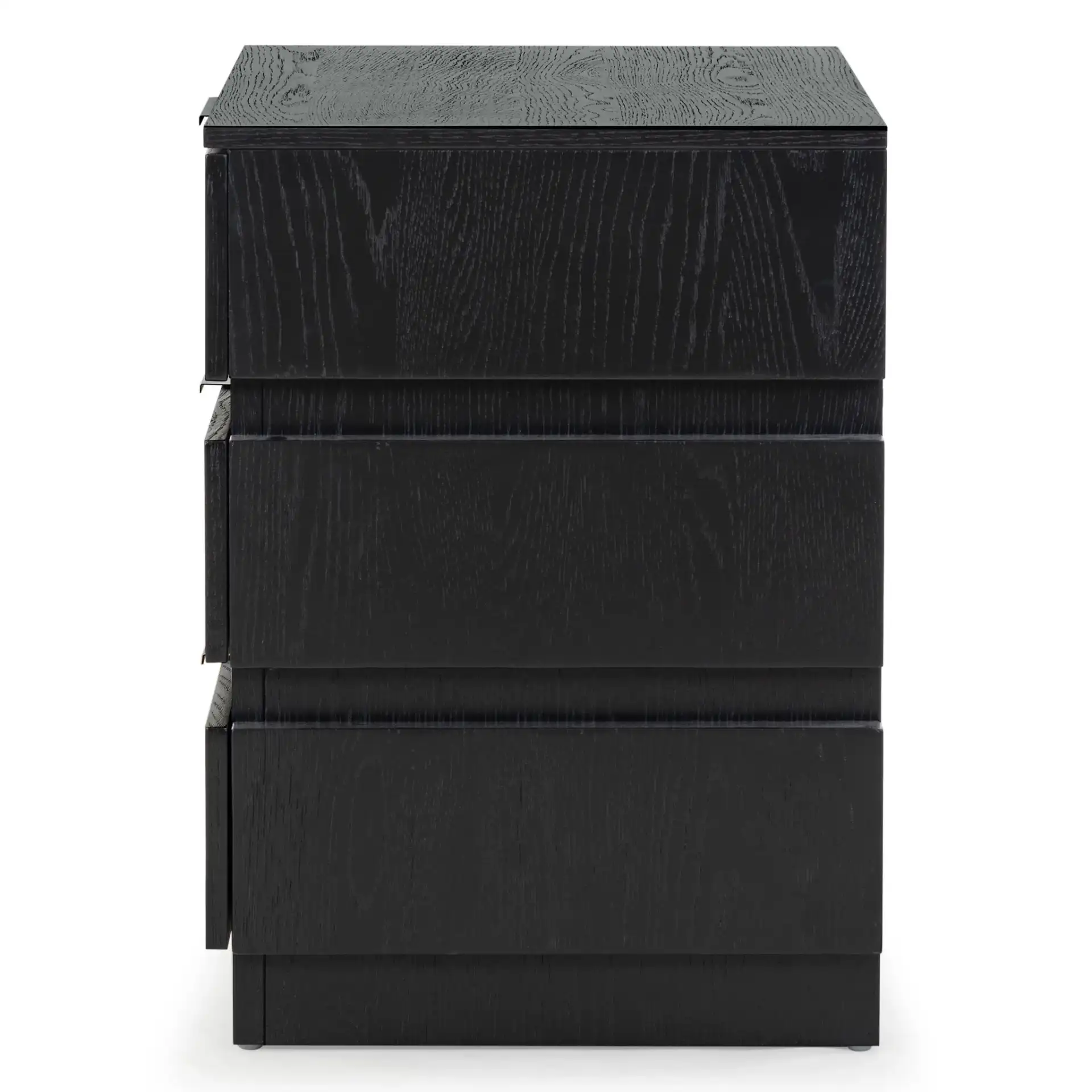 Titus Three-Drawer Stacked Chest in Black, detail view