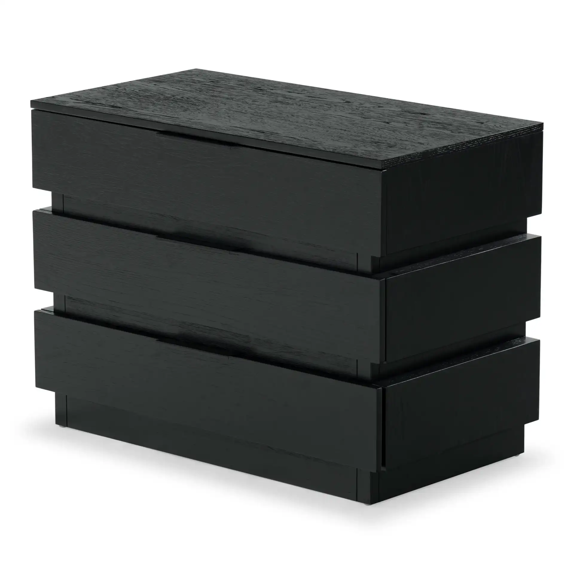 Titus Three-Drawer Stacked Chest in Black, detail view