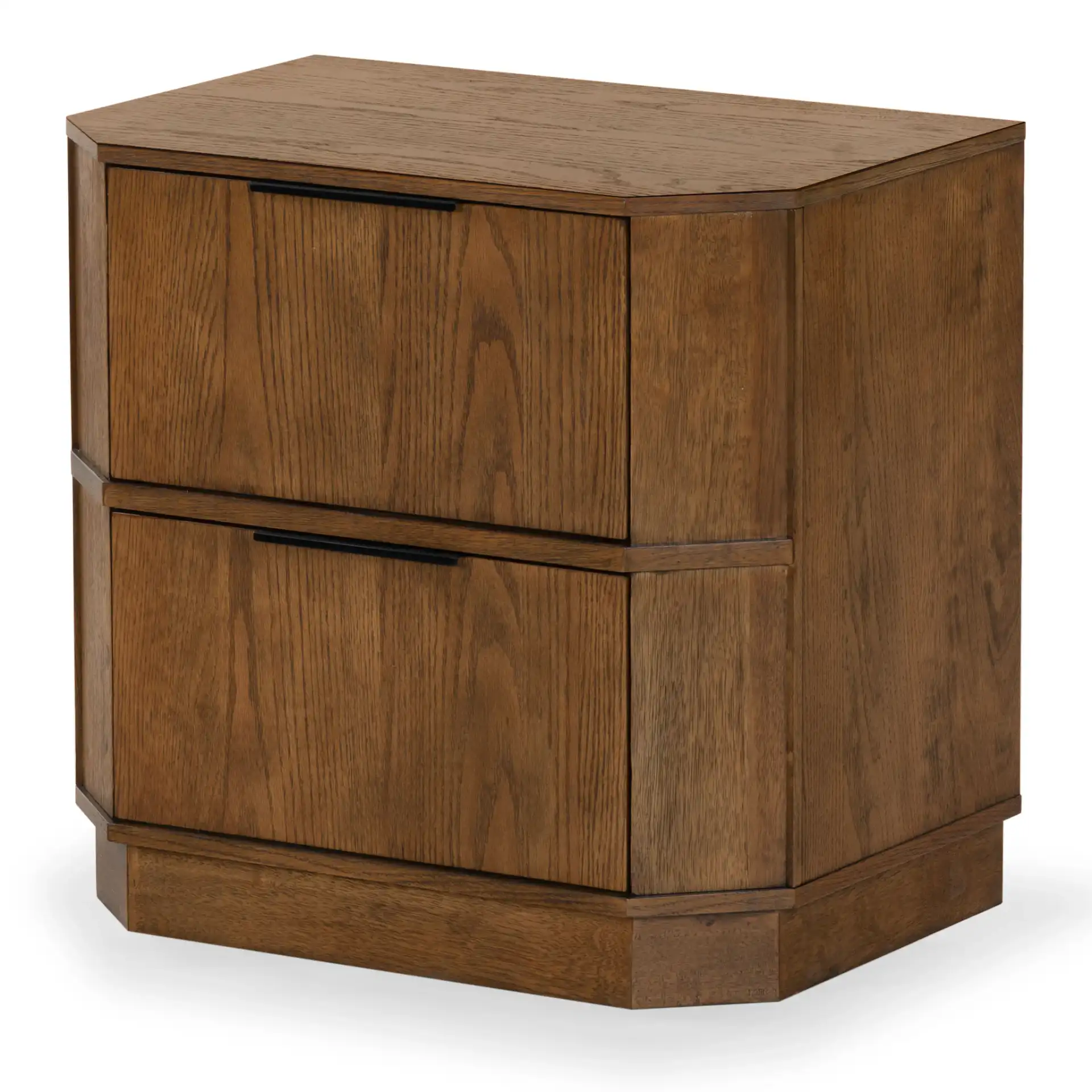 Aerilyn Two-Drawer Nightstand in Medium Oak, detail view