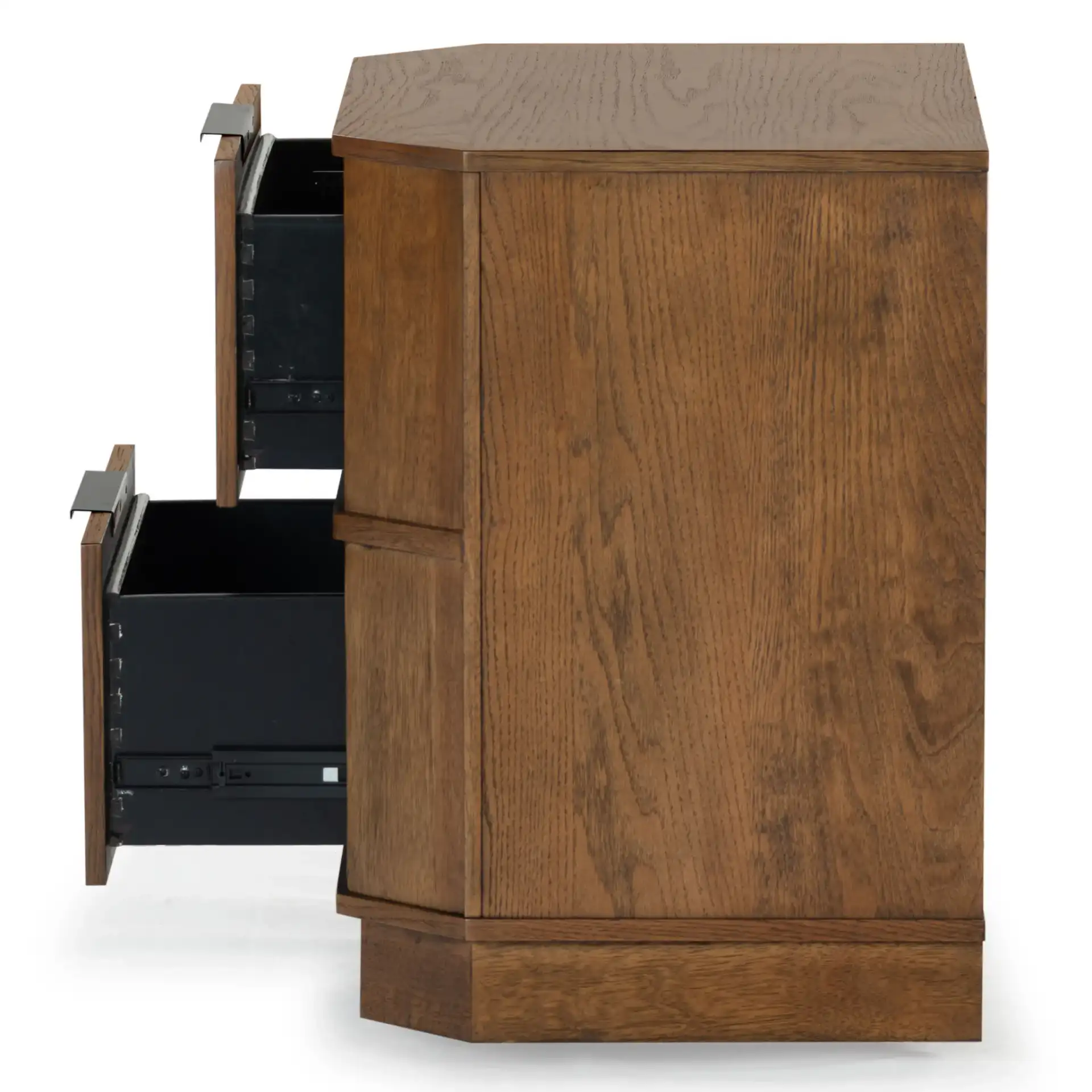 Aerilyn Two-Drawer Nightstand in Medium Oak, detail view