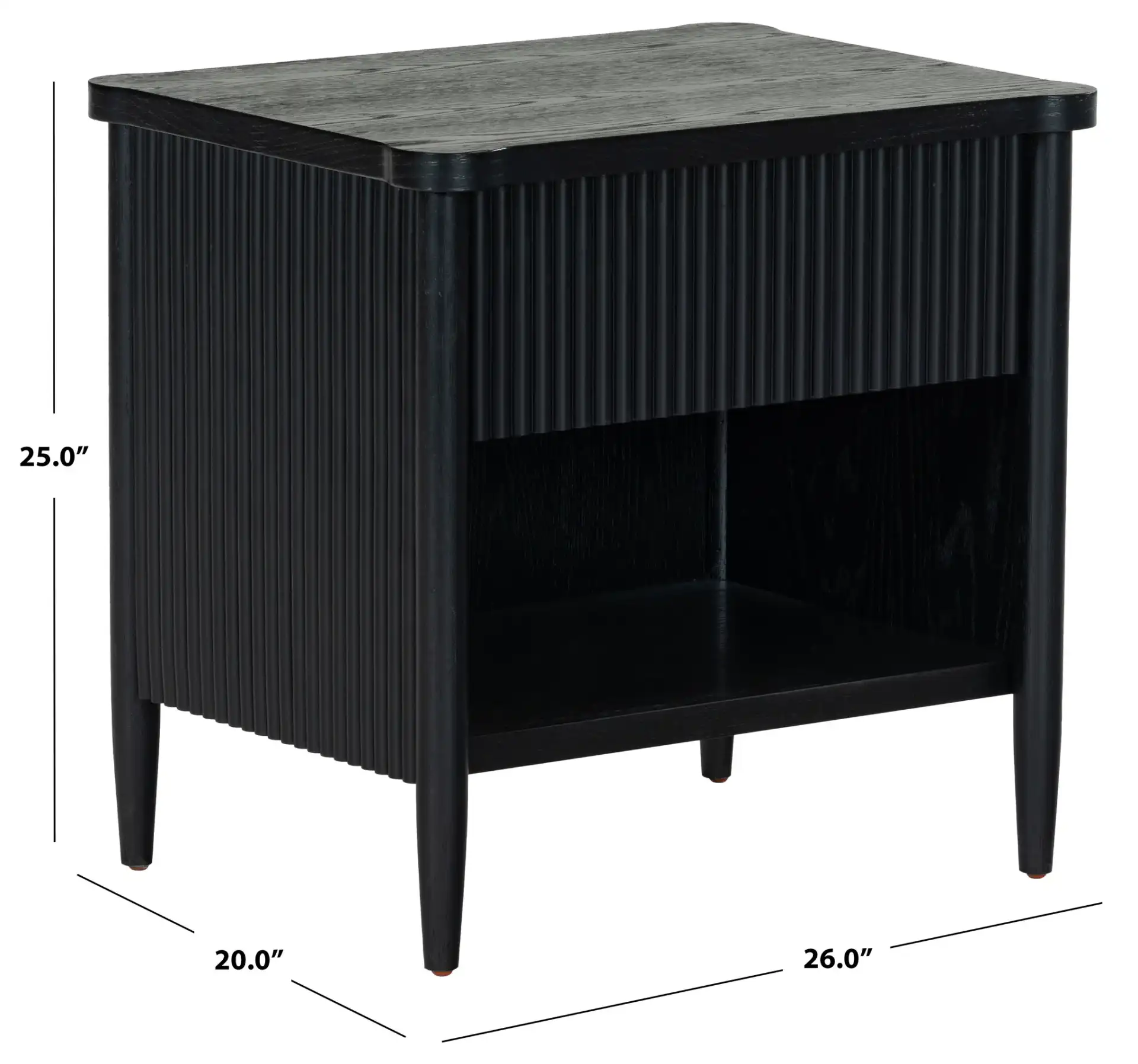Shelbie One-Drawer Nightstand in Black, detail view