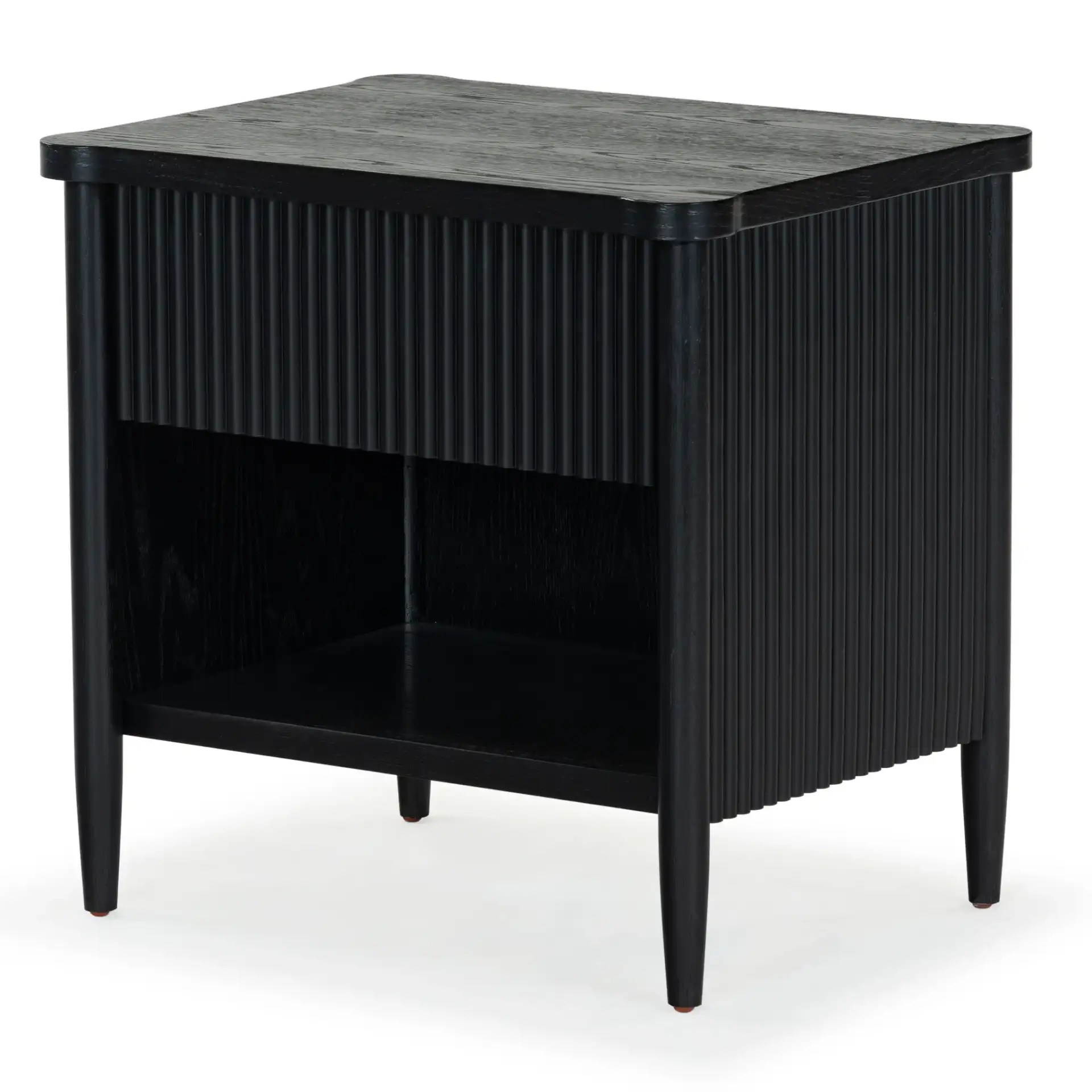 Shelbie One-Drawer Nightstand in Black, detail view