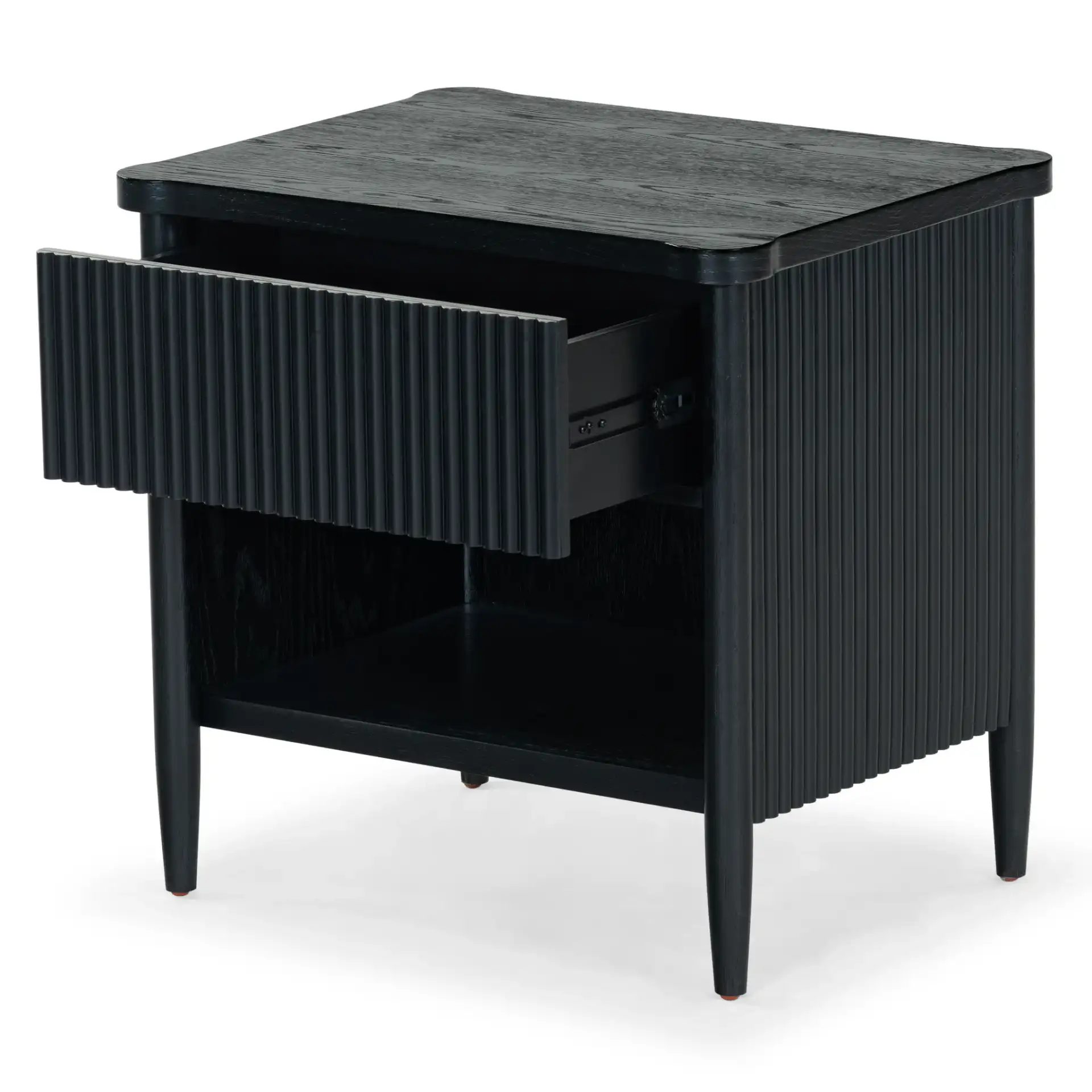 Shelbie One-Drawer Nightstand in Black, detail view