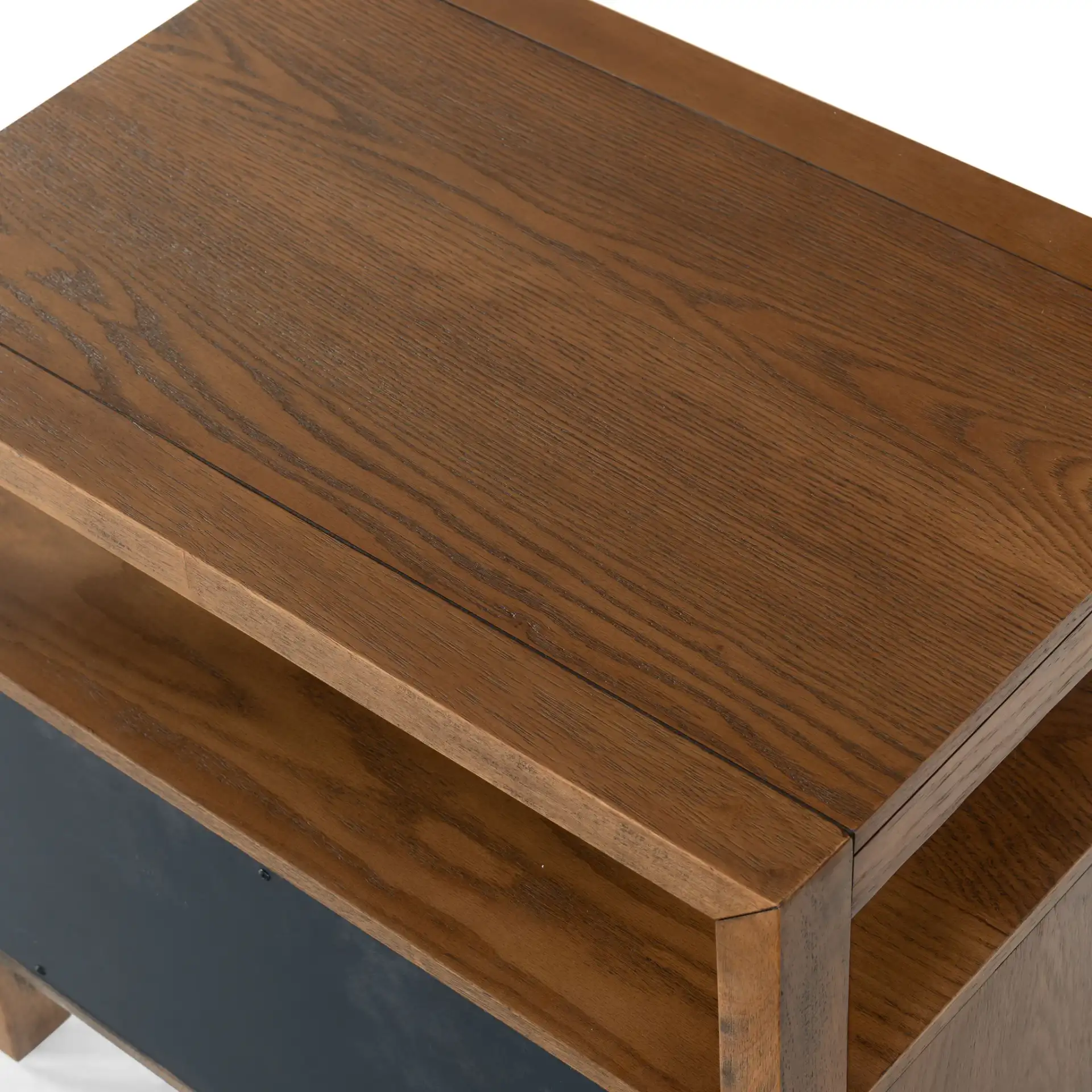 Shelbie Two-Drawer Nightstand in Medium Oak in a styled room