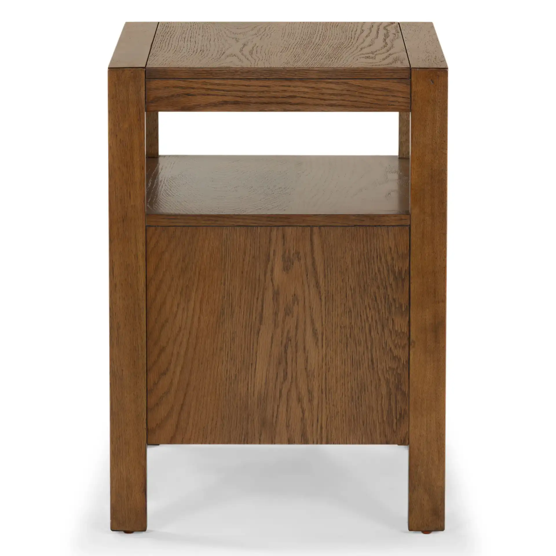 Shelbie Two-Drawer Nightstand in Medium Oak, detail view