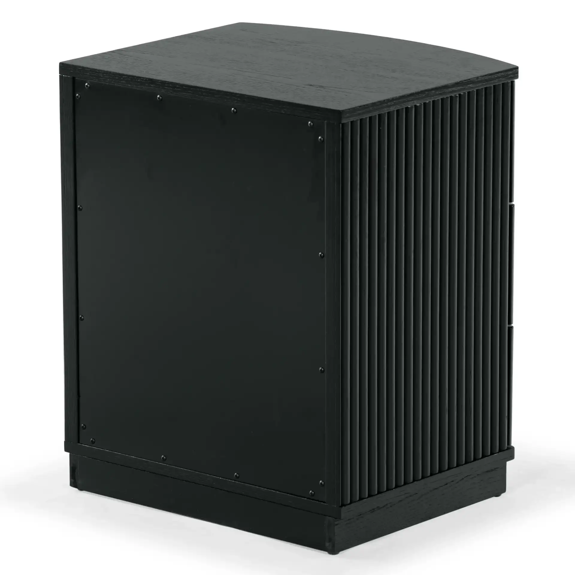 Shelbie Three-Drawer Nightstand in Black, detail view