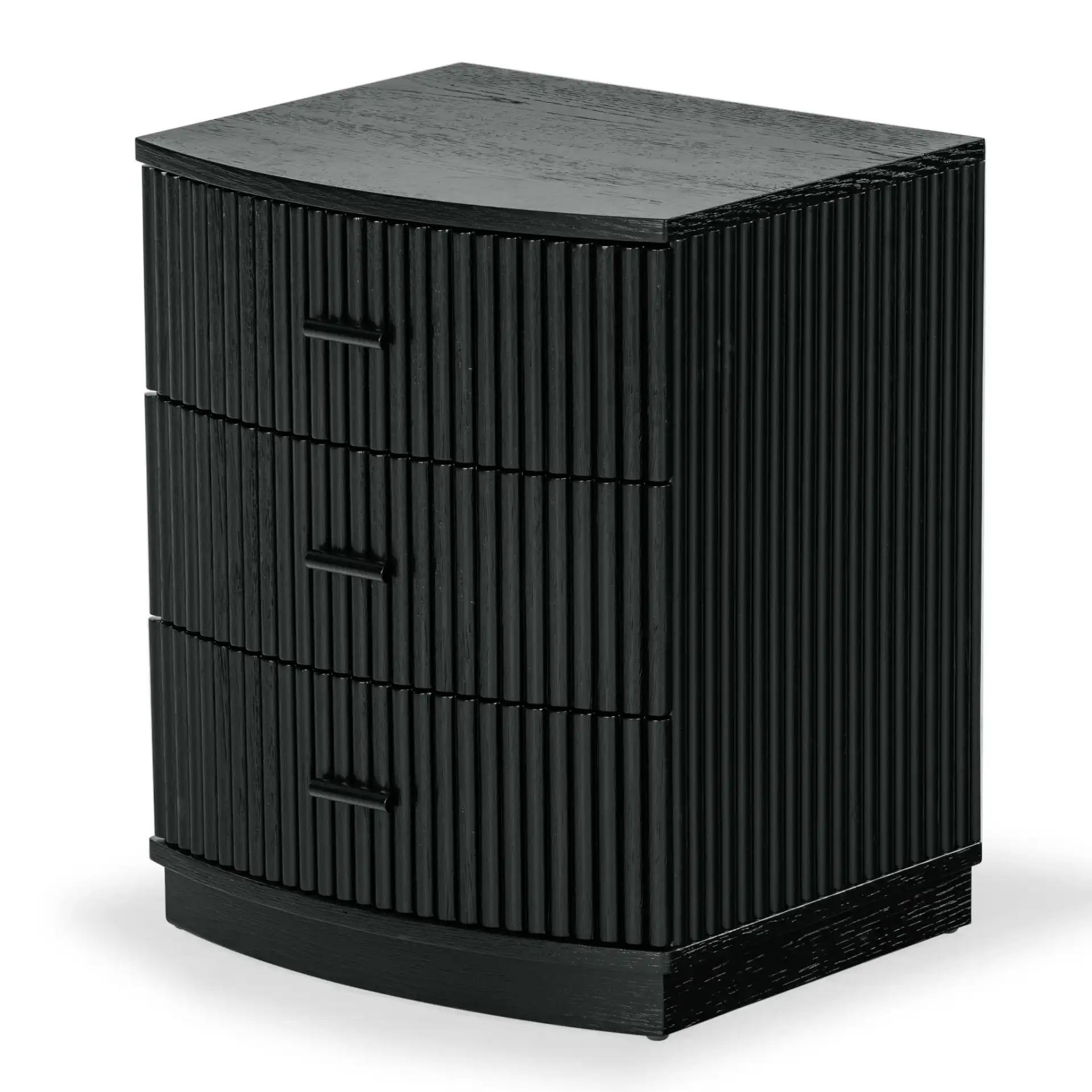 Shelbie Three-Drawer Nightstand in Black, detail view