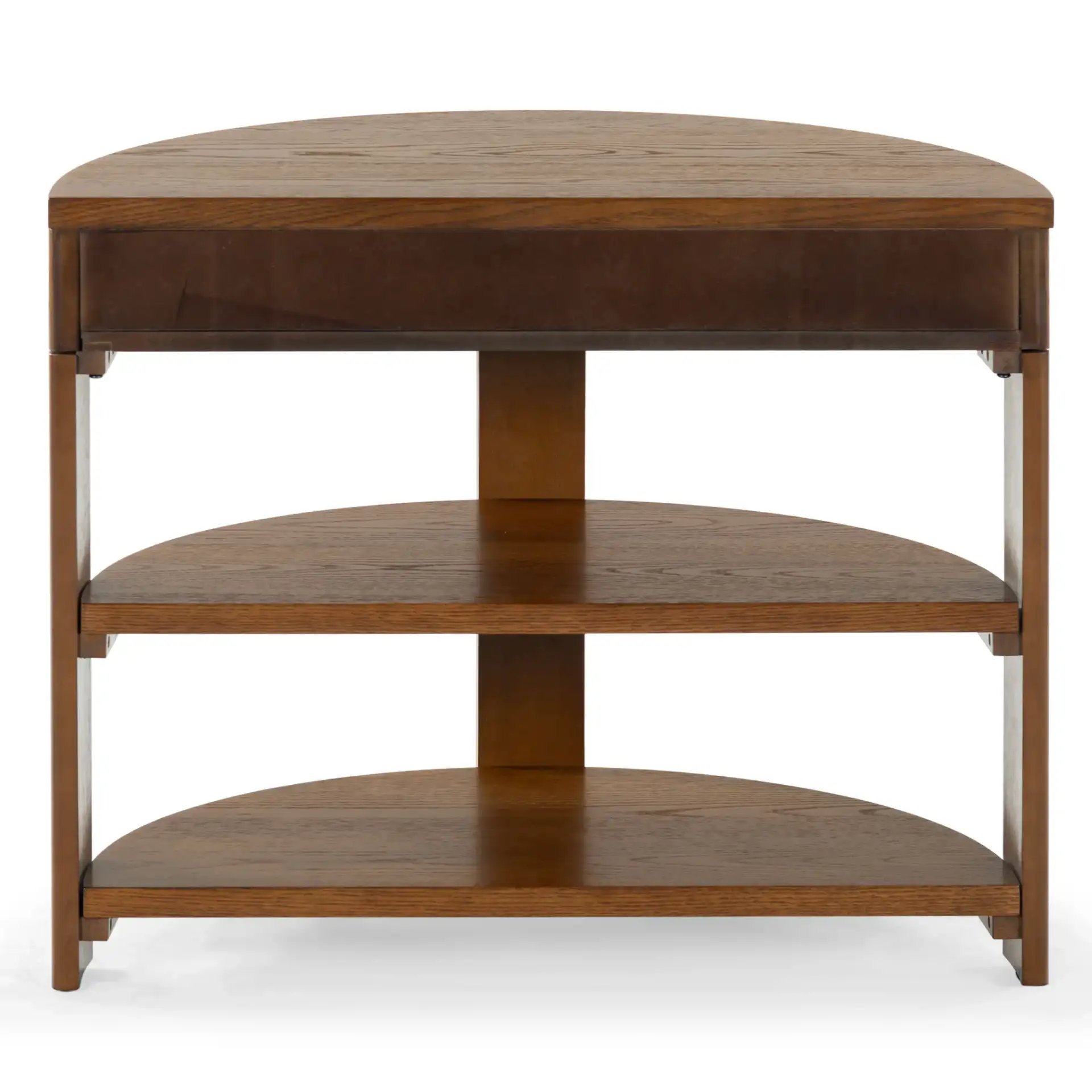 Shelbie Reeded Console Table in Medium Oak / Black, detail view