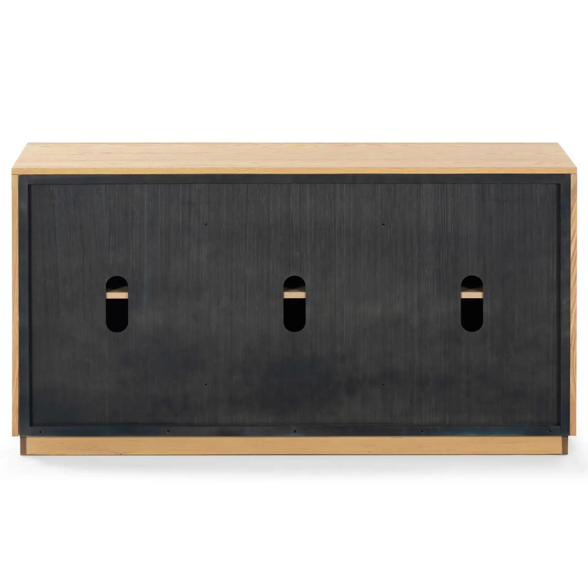 Shelbie Three-Door Reeded Sideboard in Oak / Black, detail view