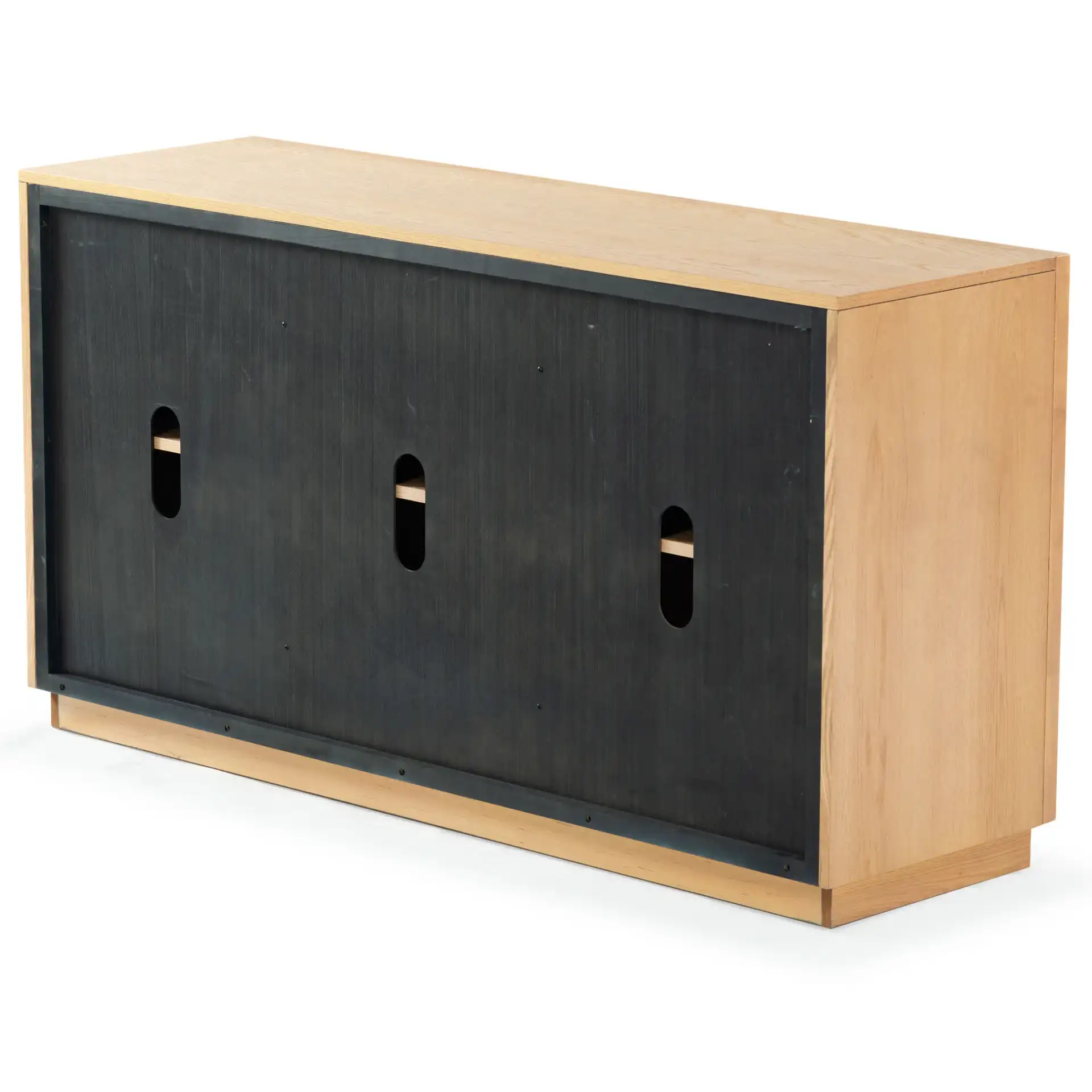 Shelbie Three-Door Reeded Sideboard in Oak / Black, detail view