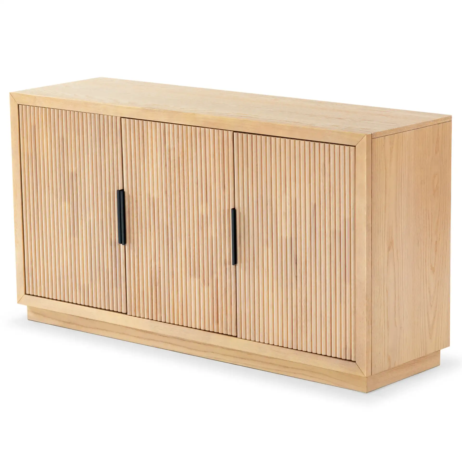Shelbie Three-Door Reeded Sideboard in Oak / Black, detail view