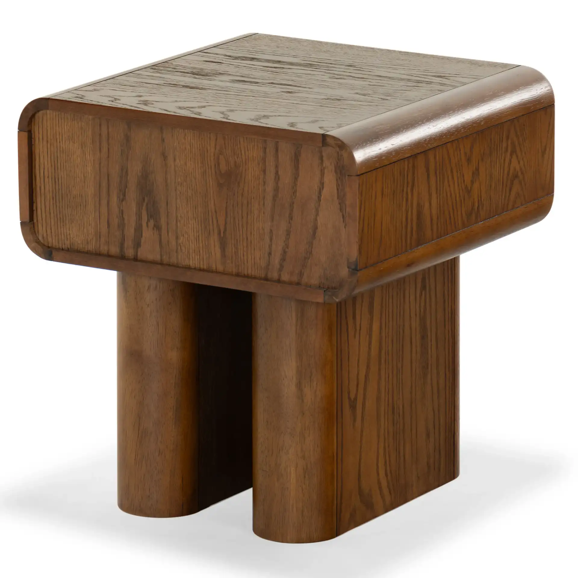 Torricelli One-Drawer Nightstand in Medium Oak, detail view