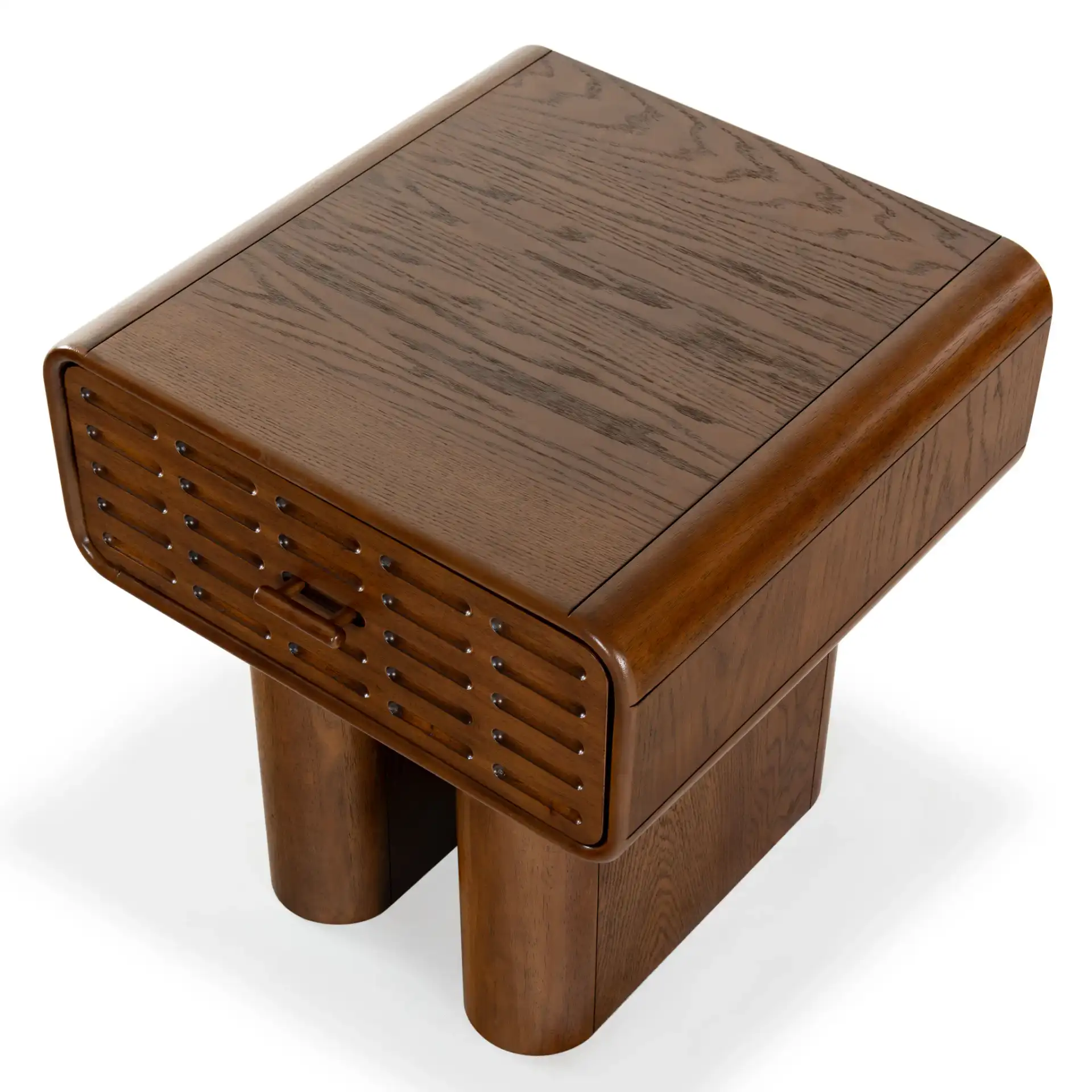 Torricelli One-Drawer Nightstand in Medium Oak in a styled room
