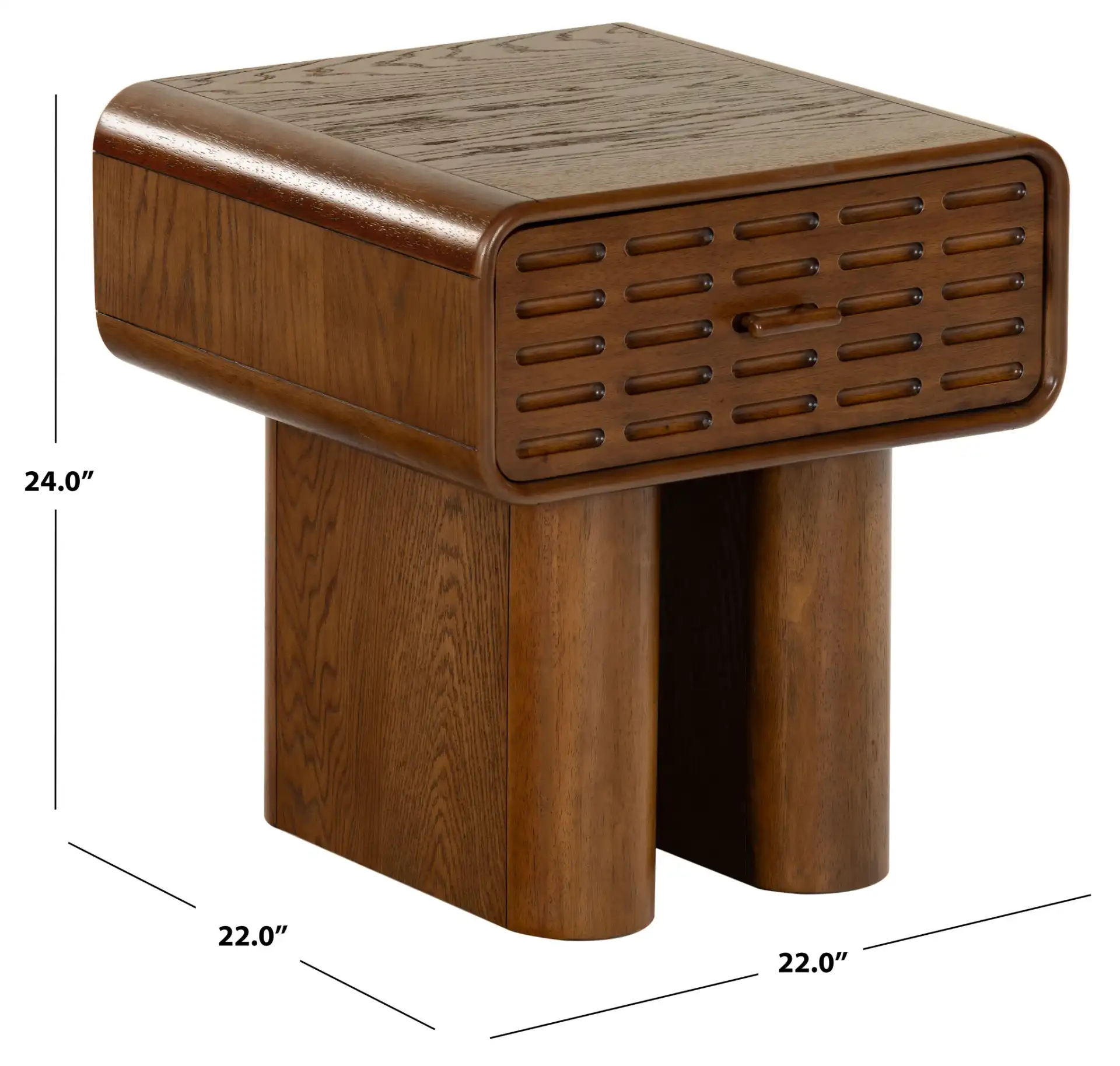 Torricelli One-Drawer Nightstand in Medium Oak, detail view