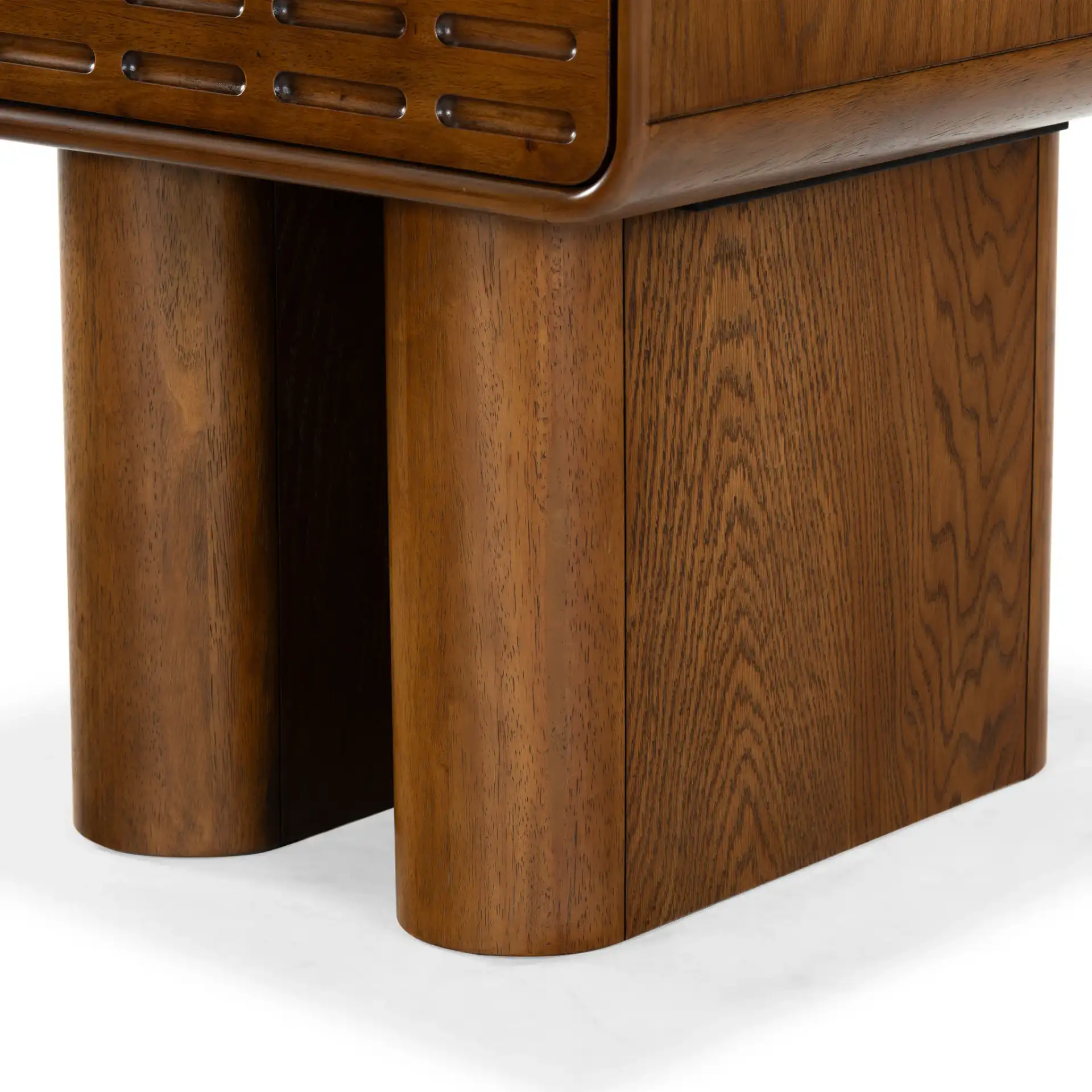 Torricelli One-Drawer Nightstand in Medium Oak, detail view