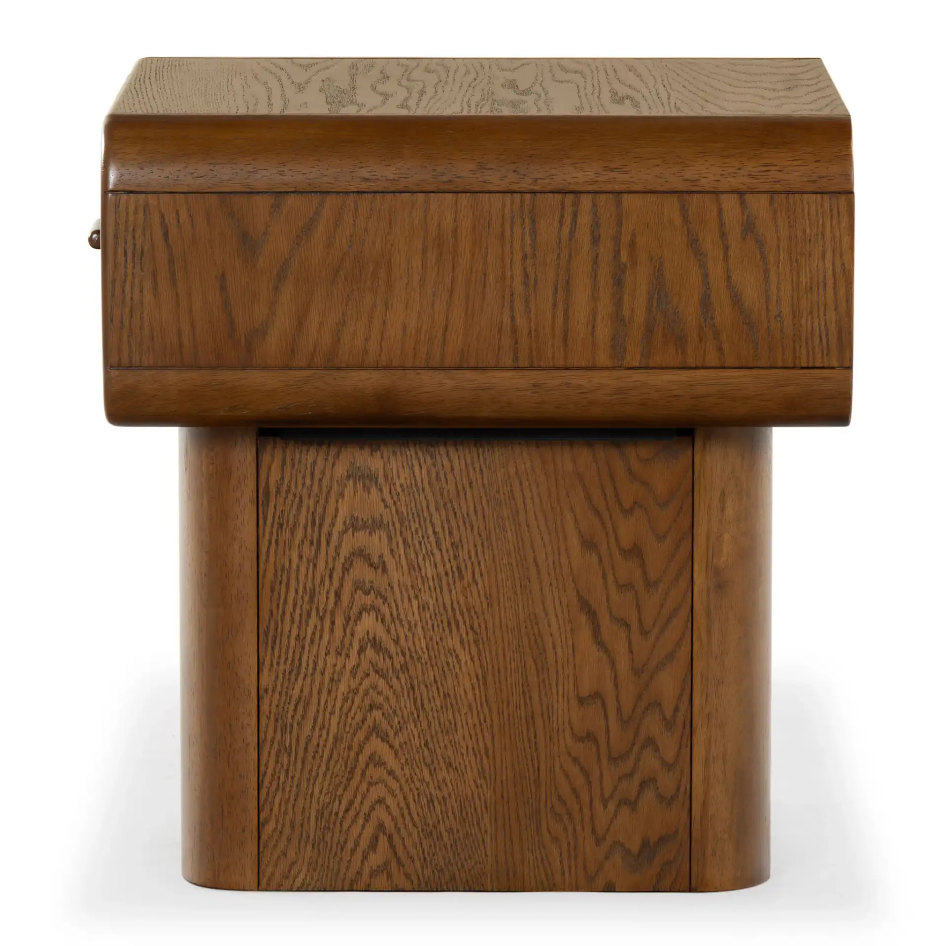 Torricelli One-Drawer Nightstand in Medium Oak, detail view