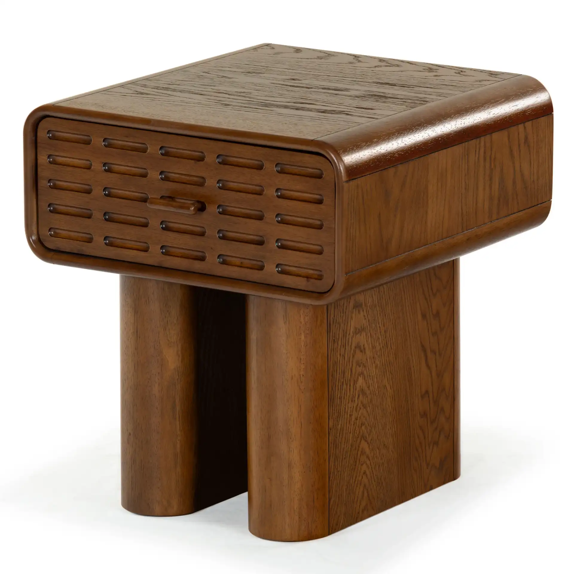 Torricelli One-Drawer Nightstand in Medium Oak, detail view
