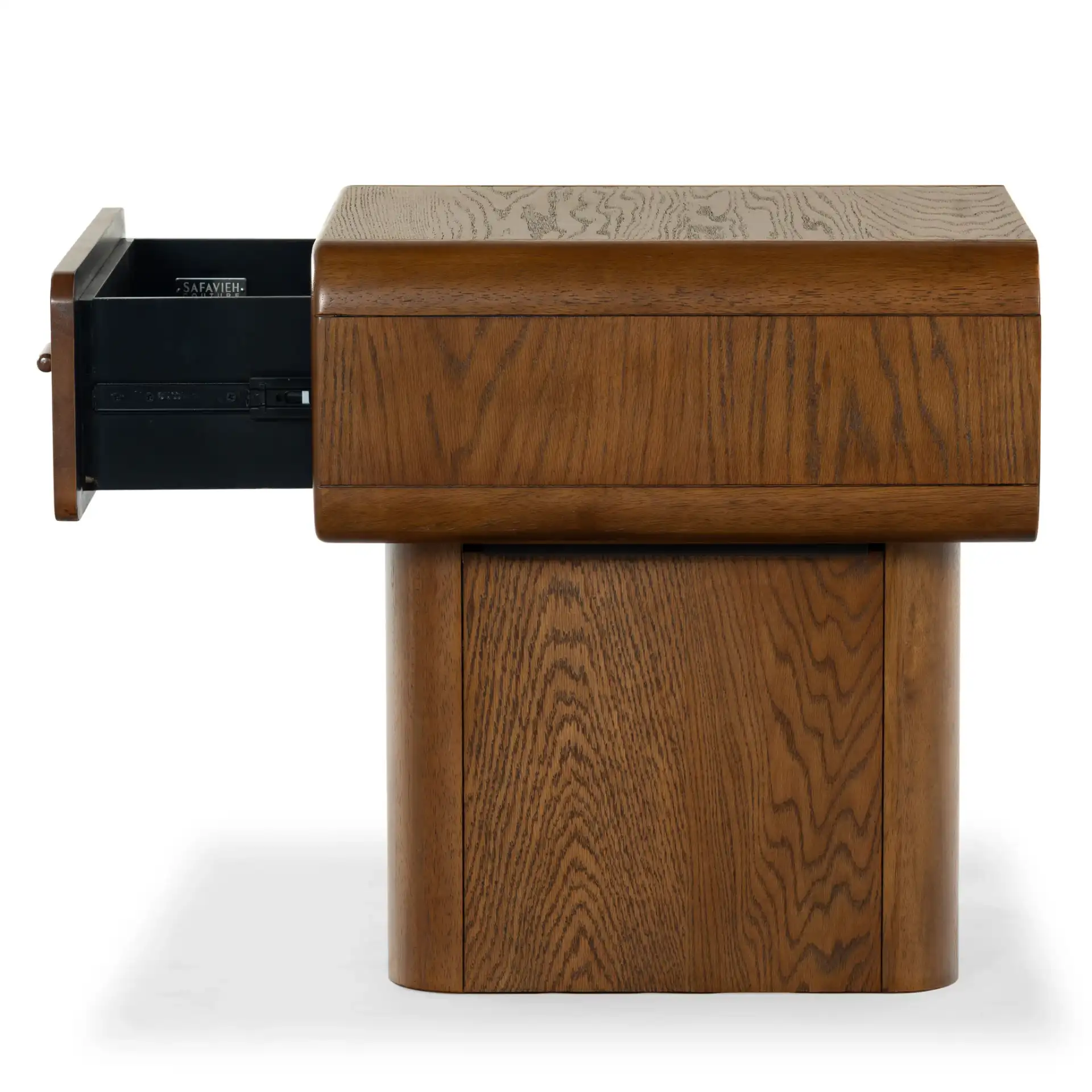Torricelli One-Drawer Nightstand in Medium Oak, detail view