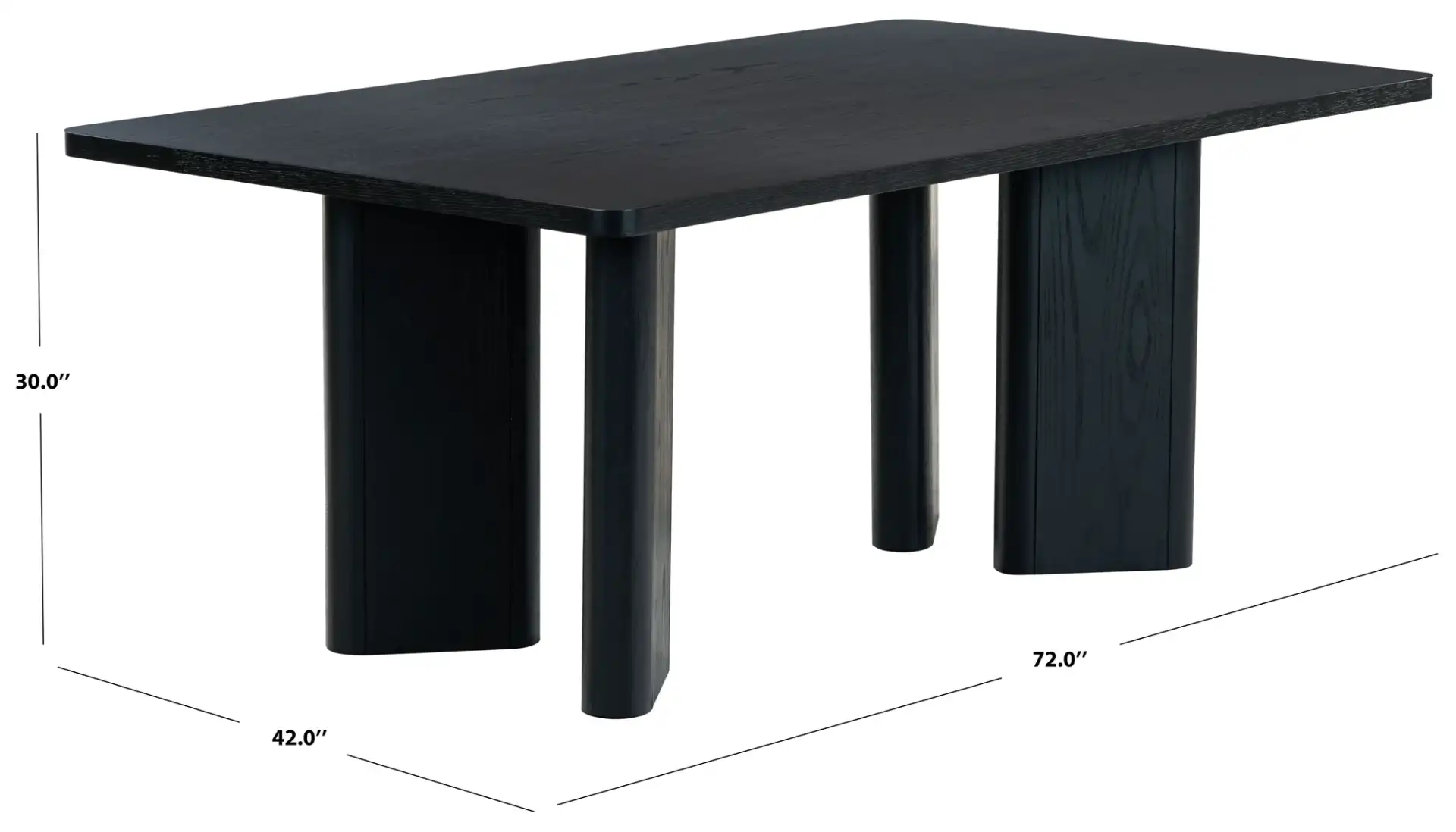 Barnard Rectangular Wood Dining Table in Black, detail view