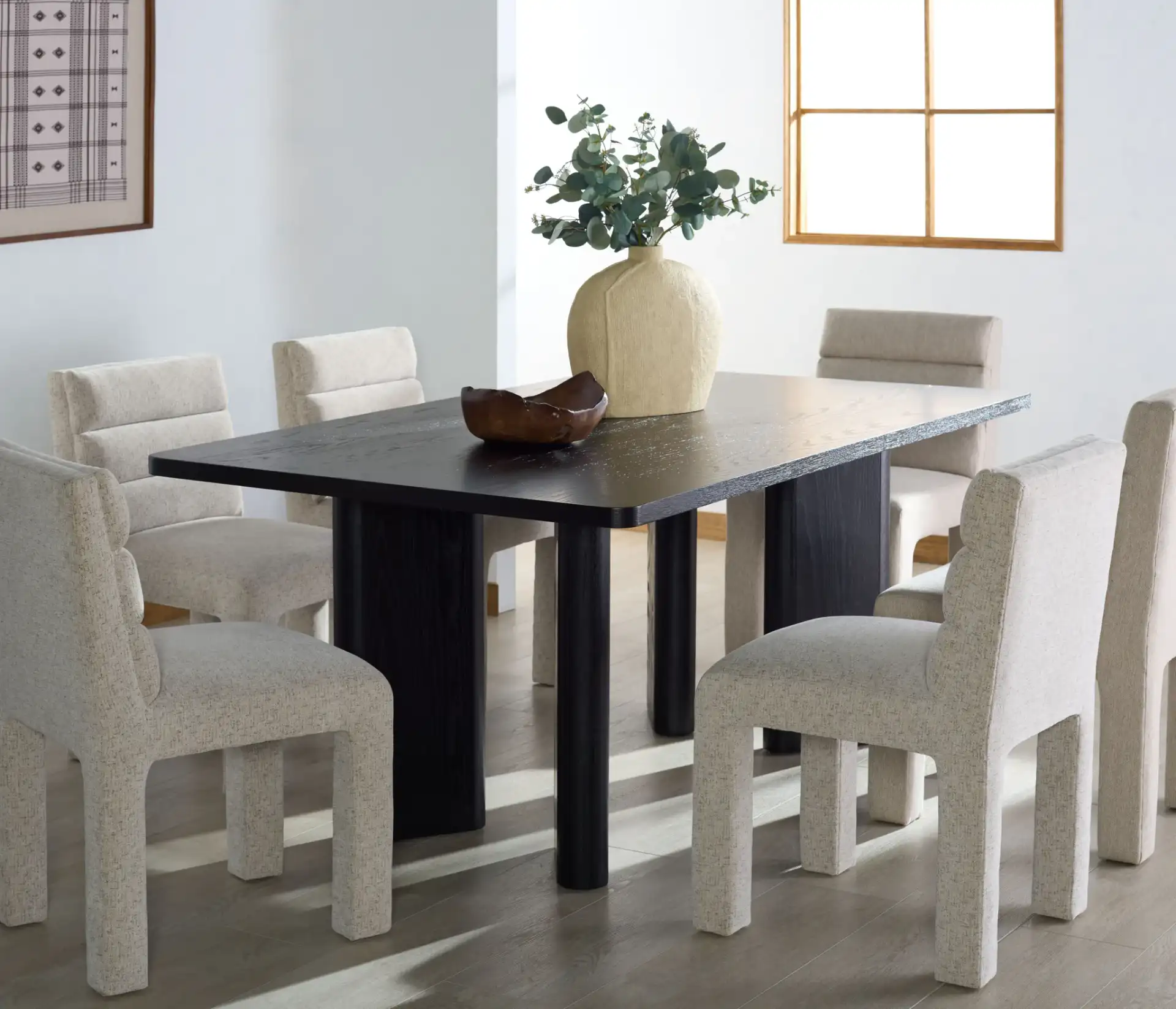 Barnard Rectangular Wood Dining Table in Black in a styled room