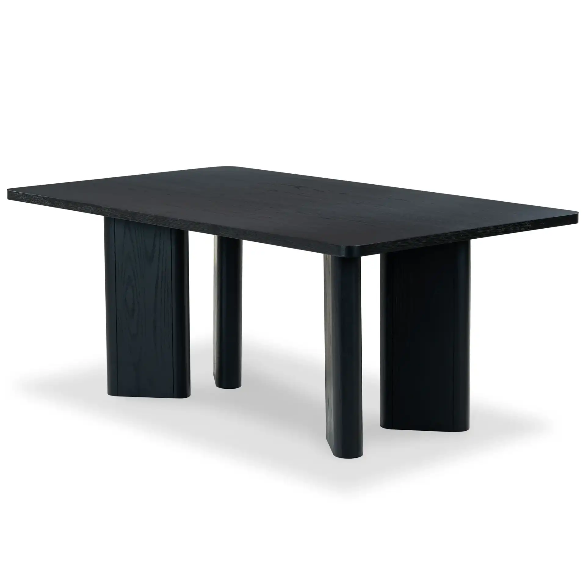 Barnard Rectangular Wood Dining Table in Black, detail view