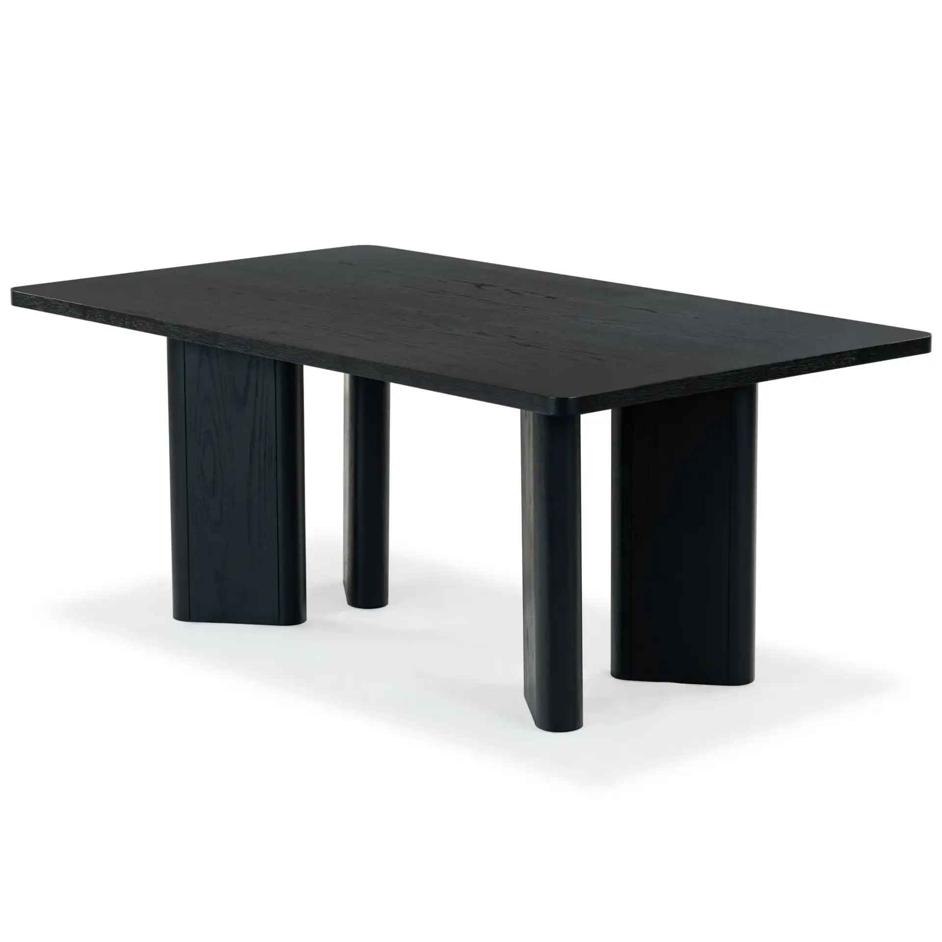 Barnard Rectangular Wood Dining Table in Black, detail view