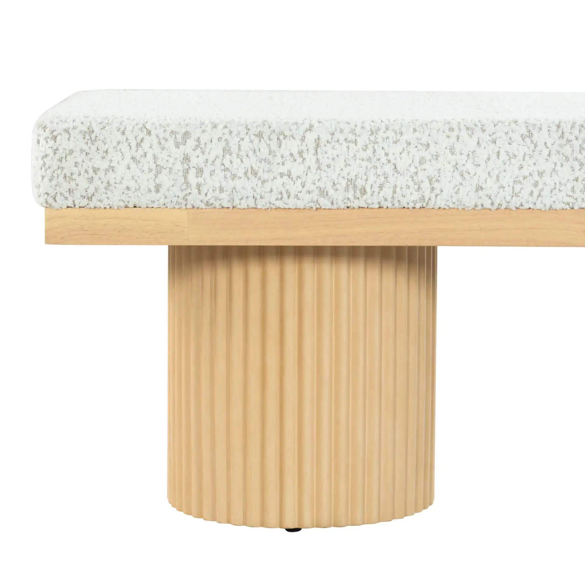 Oneida Boucle Reeded Leg Bench in Oak / White, detail view