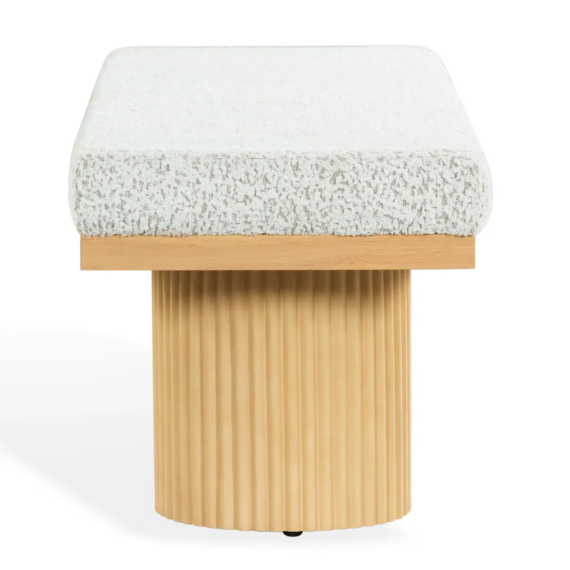 Oneida Boucle Reeded Leg Bench in Oak / White, detail view