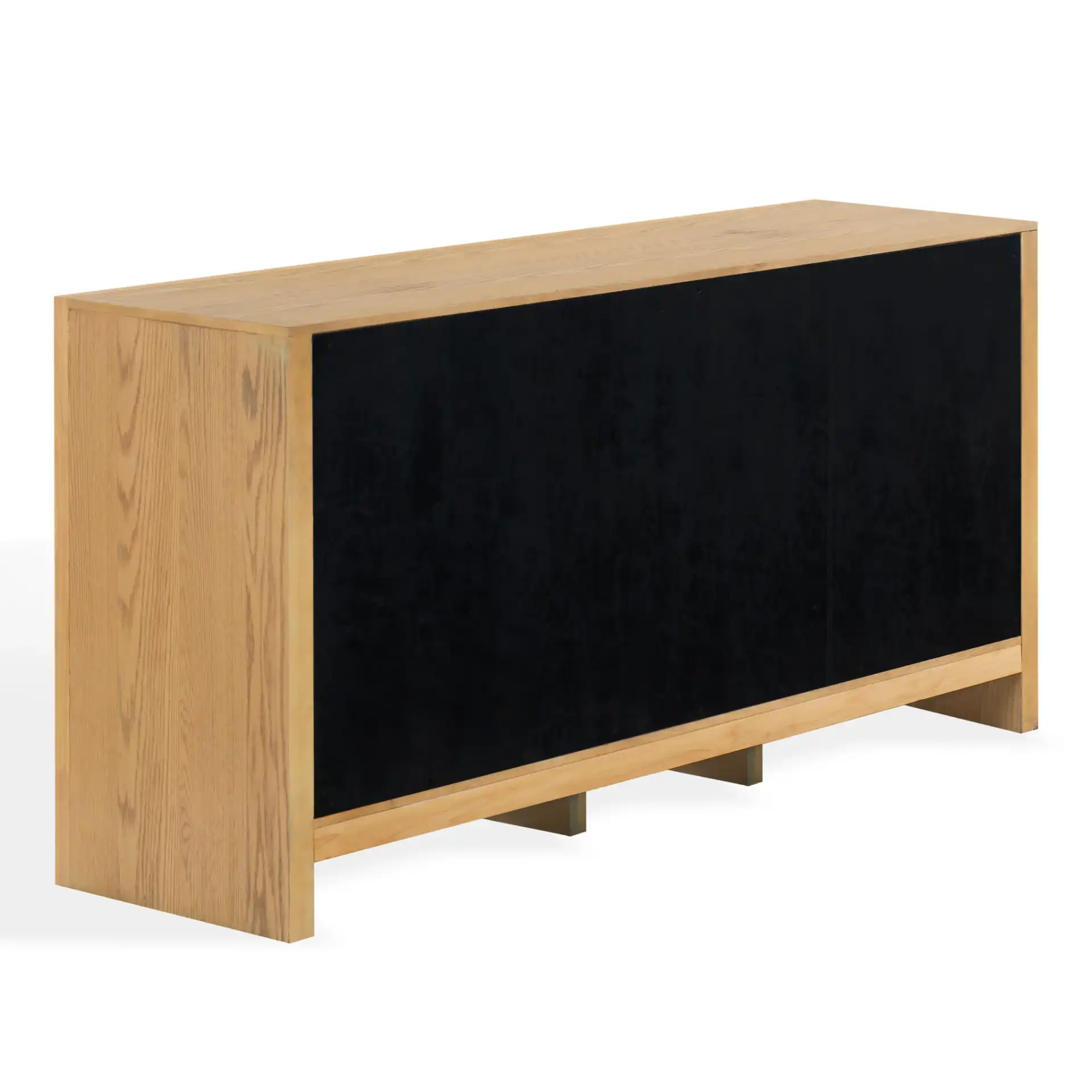 Darnell Wood Three-Drawer Sideboard in Medium Oak, detail view