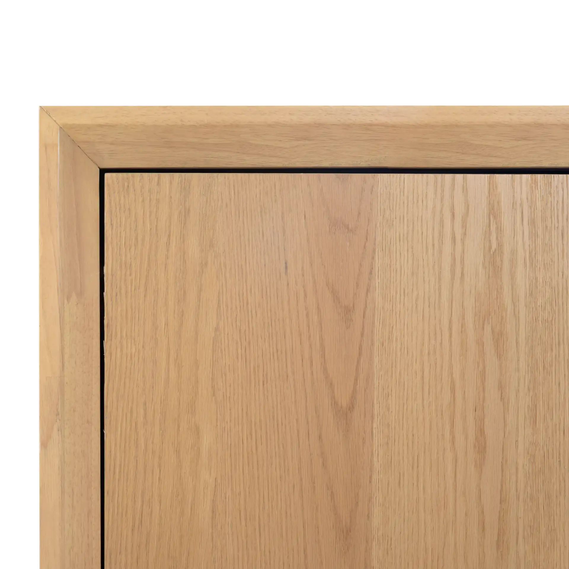 Darnell Wood Three-Drawer Sideboard in Medium Oak in a styled room