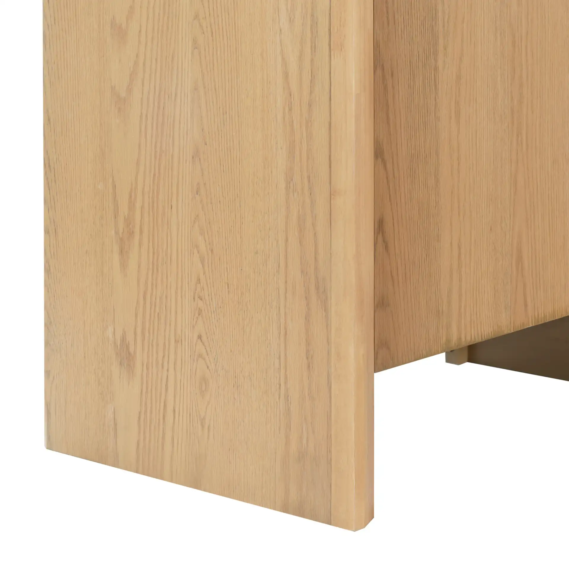 Darnell Wood Three-Drawer Sideboard in Medium Oak, detail view