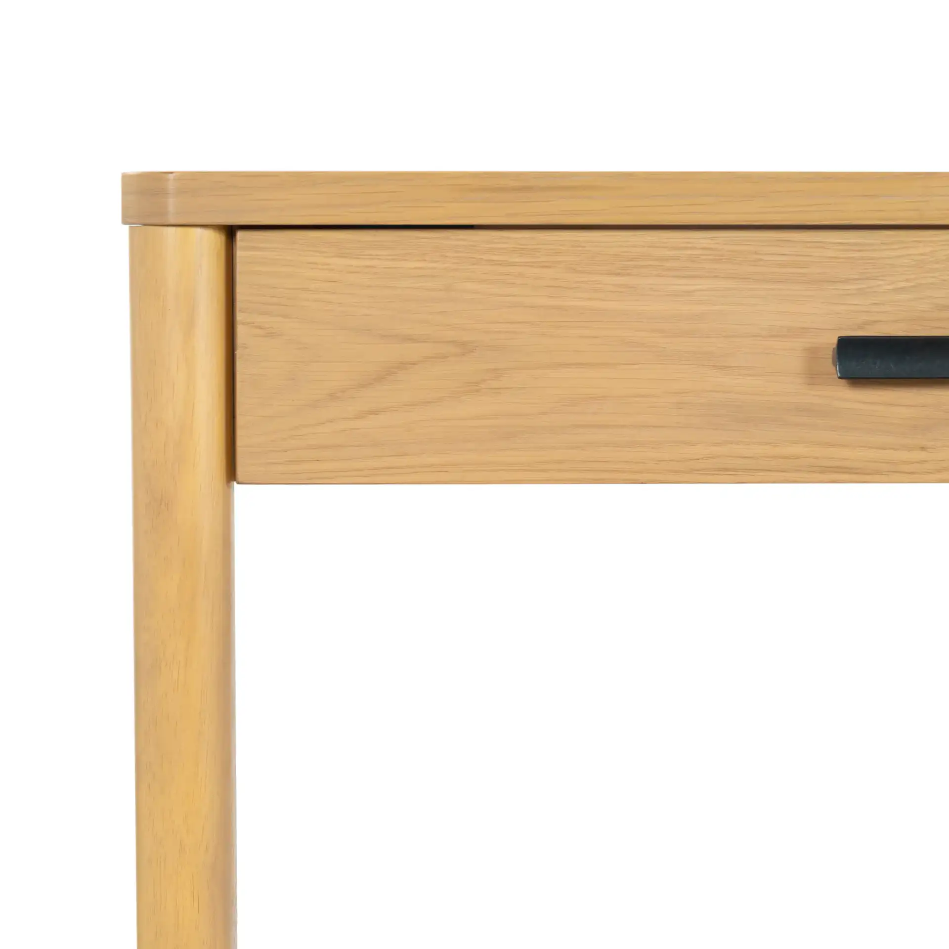 Jaylessa Wood Two-Drawer Desk in Natural in a styled room