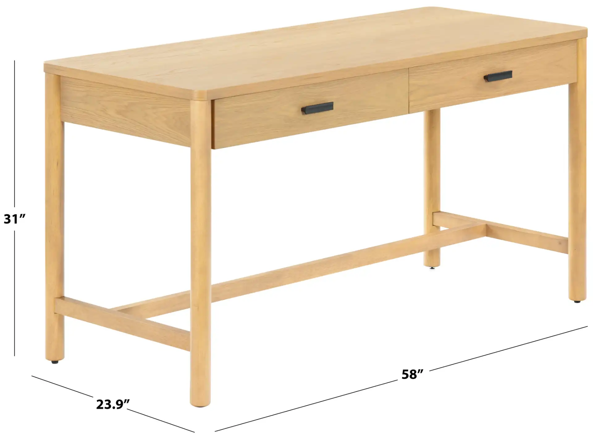 Jaylessa Wood Two-Drawer Desk in Natural, detail view