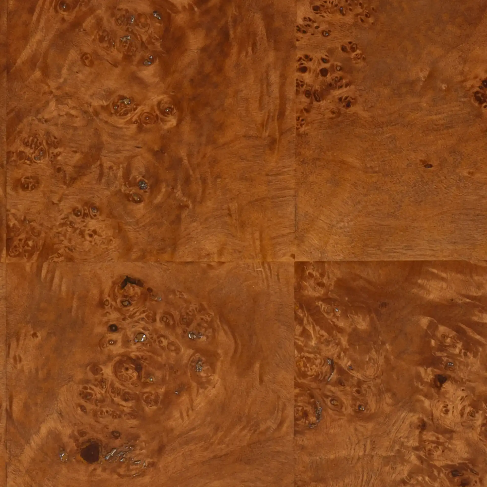 Betharose Burl Wood Console Table in Walnut Burl, detail view