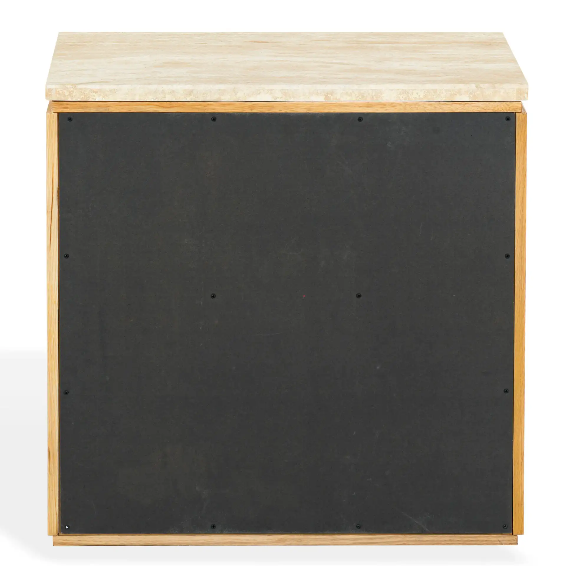 Alaura Travertine Top Nightstand in Travertine / Oak, detail view