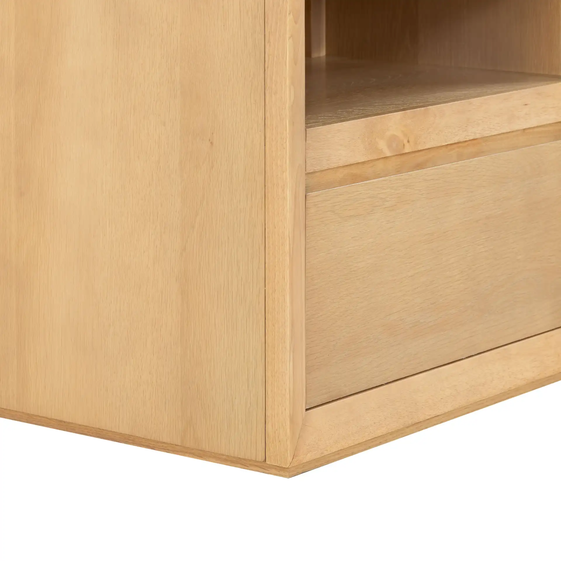 Alaura Travertine Top Nightstand in Travertine / Oak, detail view