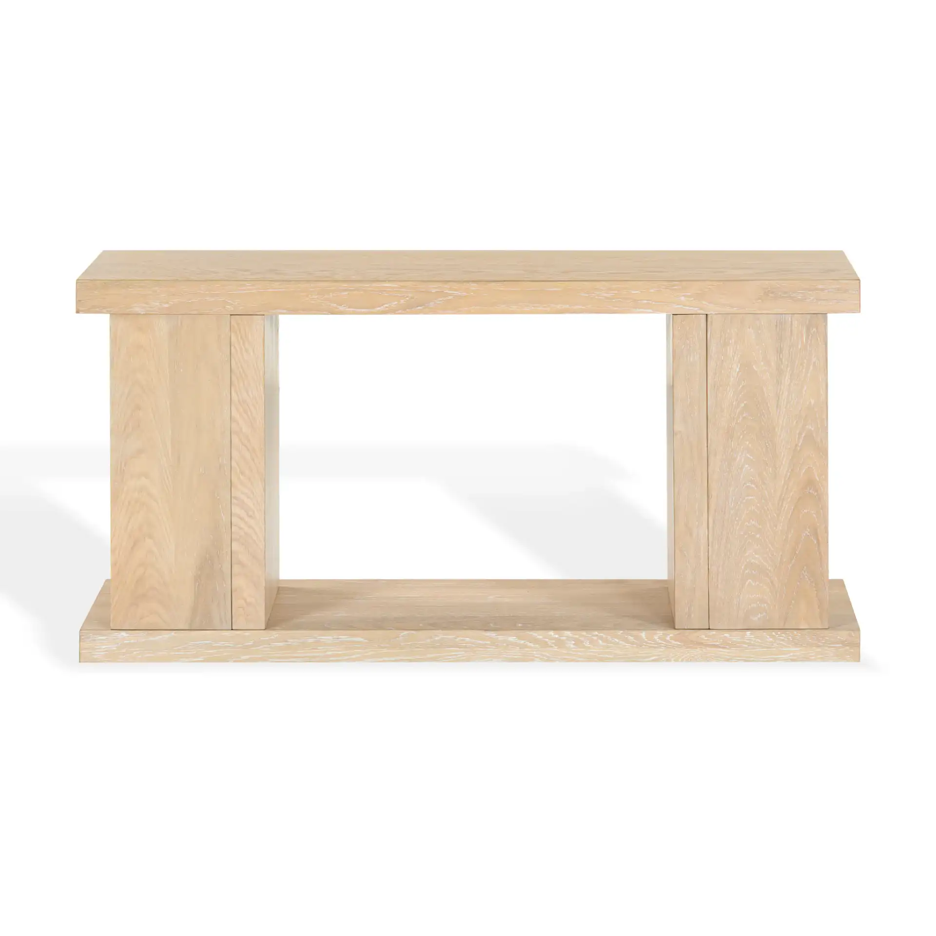 Claramay Console Table in Natural Cerused Oak, detail view