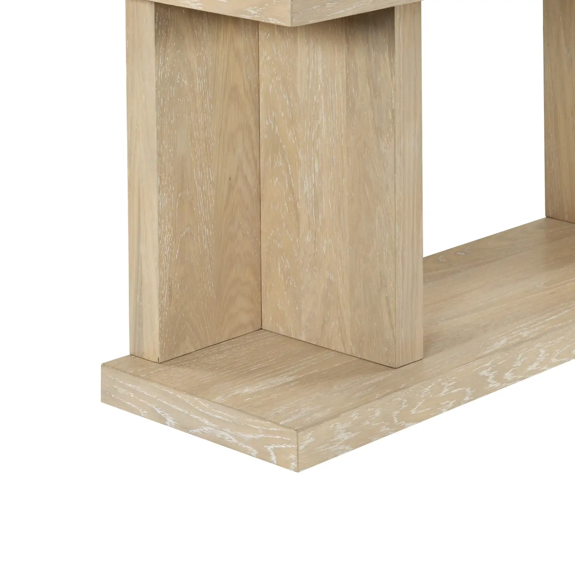 Claramay Console Table in Natural Cerused Oak, detail view