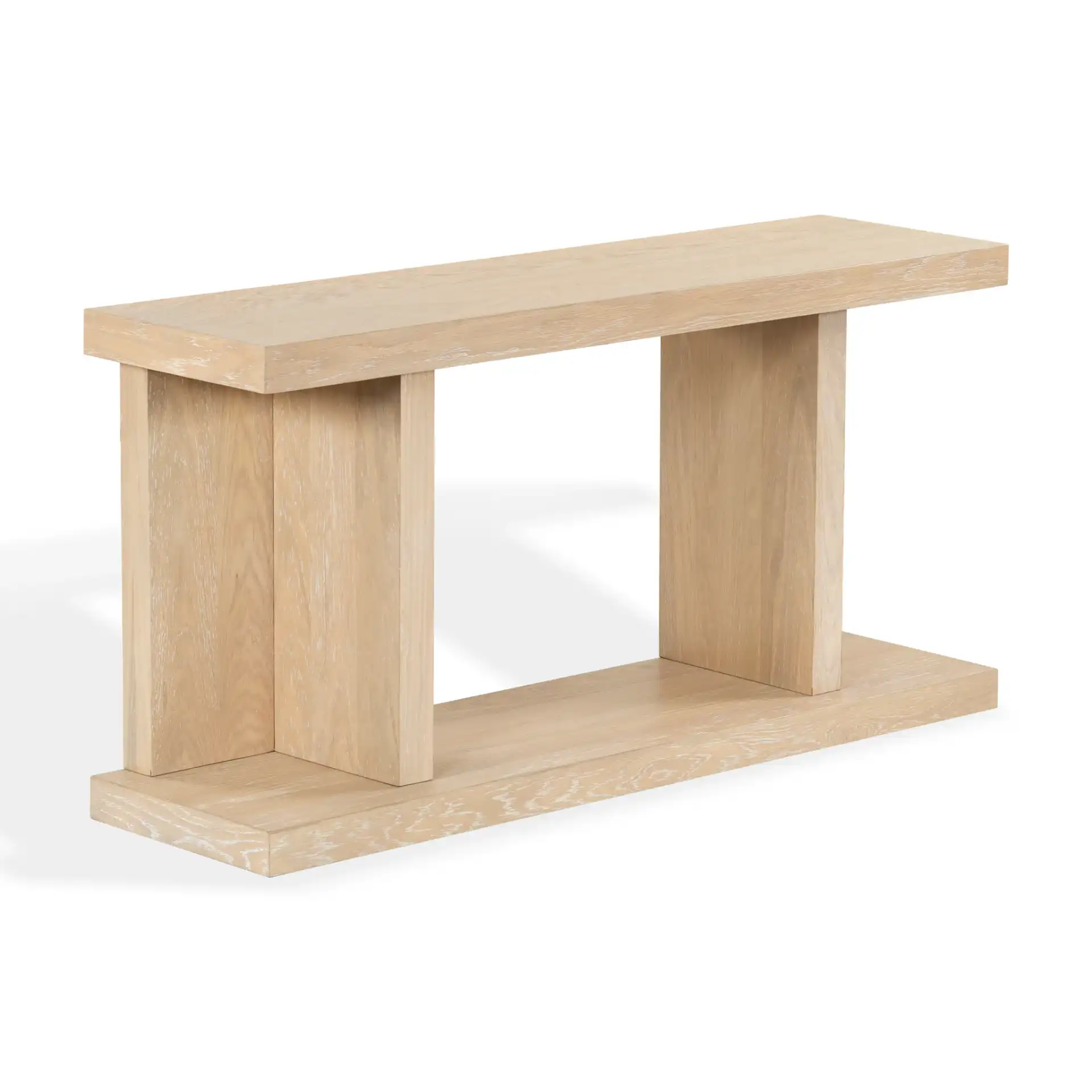 Claramay Console Table in Natural Cerused Oak, detail view