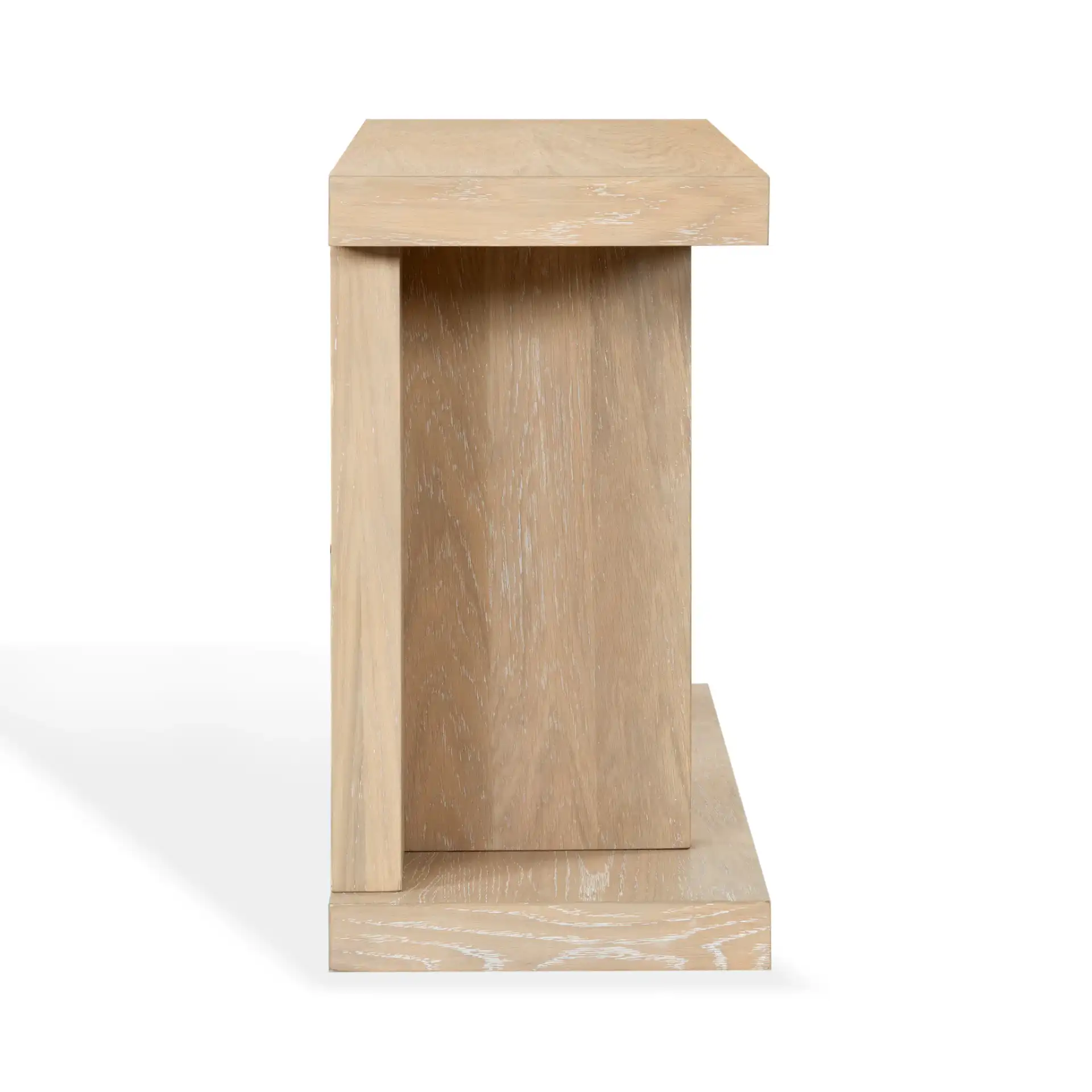 Claramay Console Table in Natural Cerused Oak, detail view