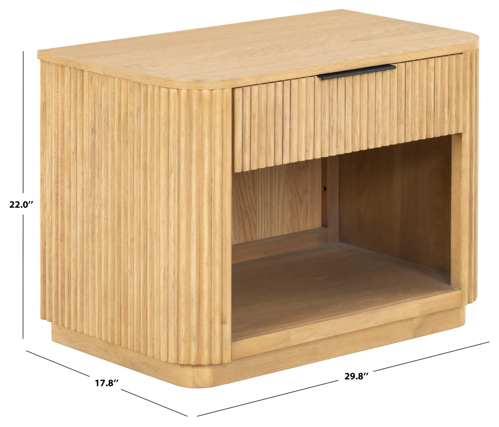 Barrymore One-Drawer Nightstand in Greige Oak, detail view