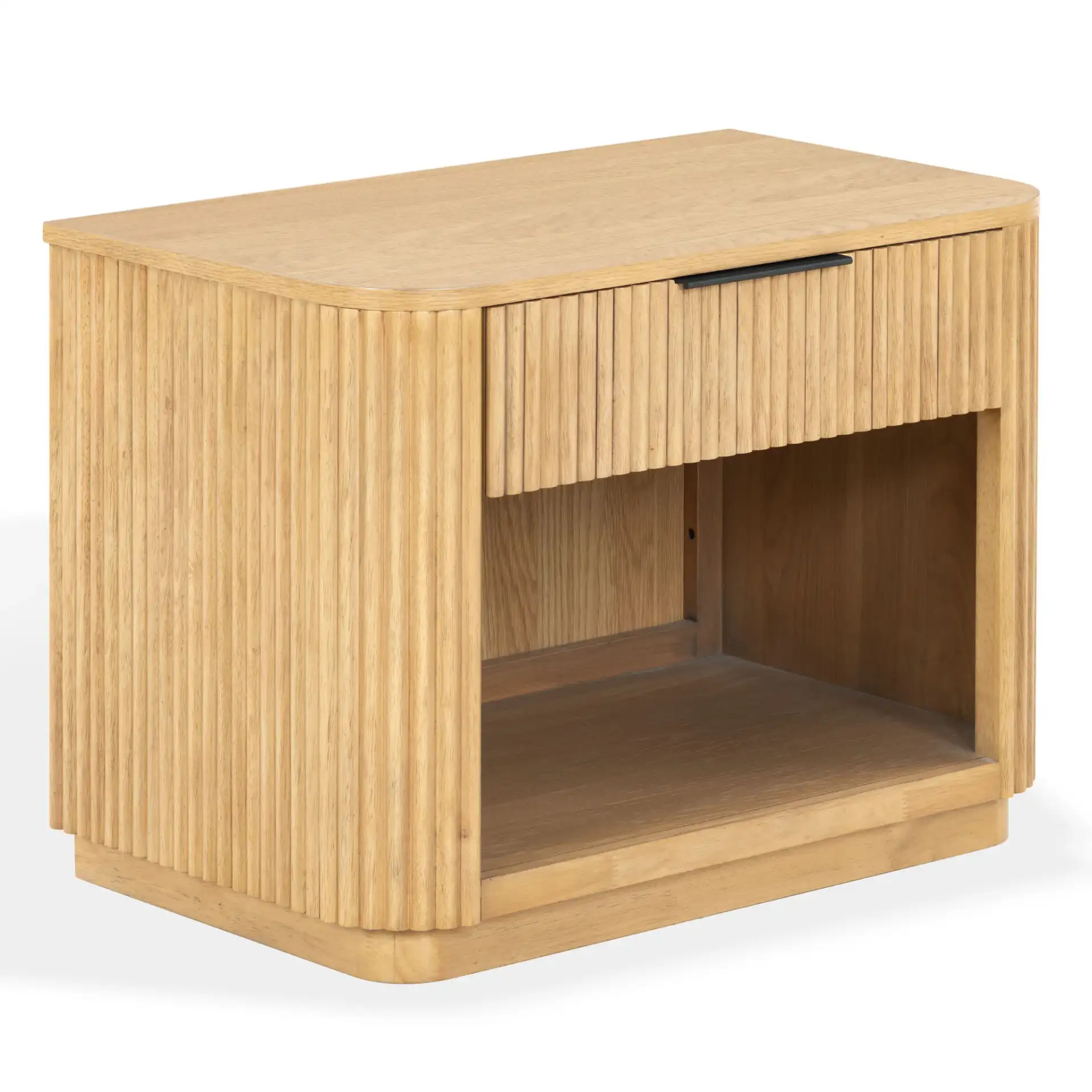 Barrymore One-Drawer Nightstand in Greige Oak, detail view