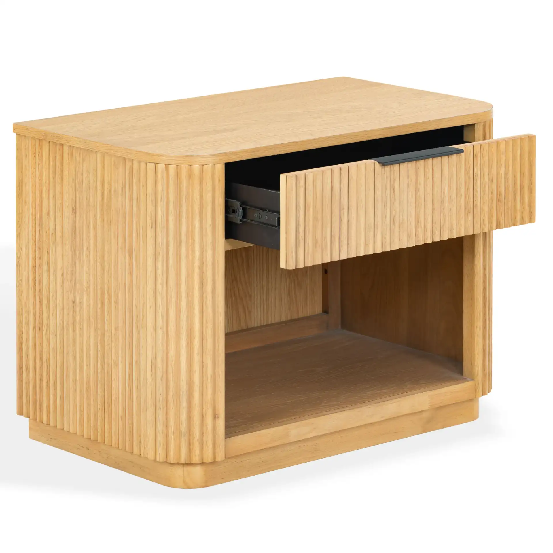 Barrymore One-Drawer Nightstand in Greige Oak, detail view