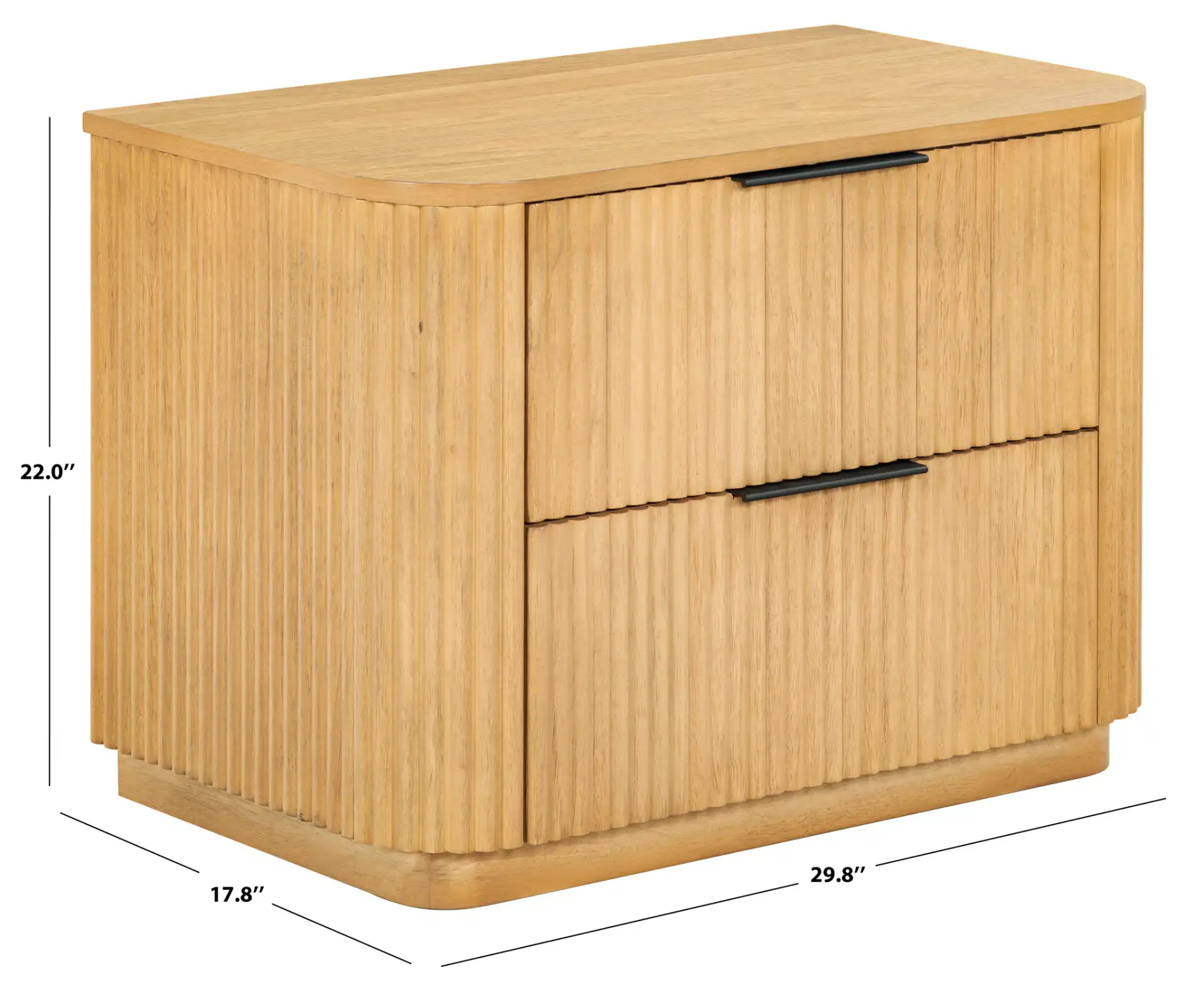 Barrymore Two-Drawer Nightstand in Greige Oak, detail view
