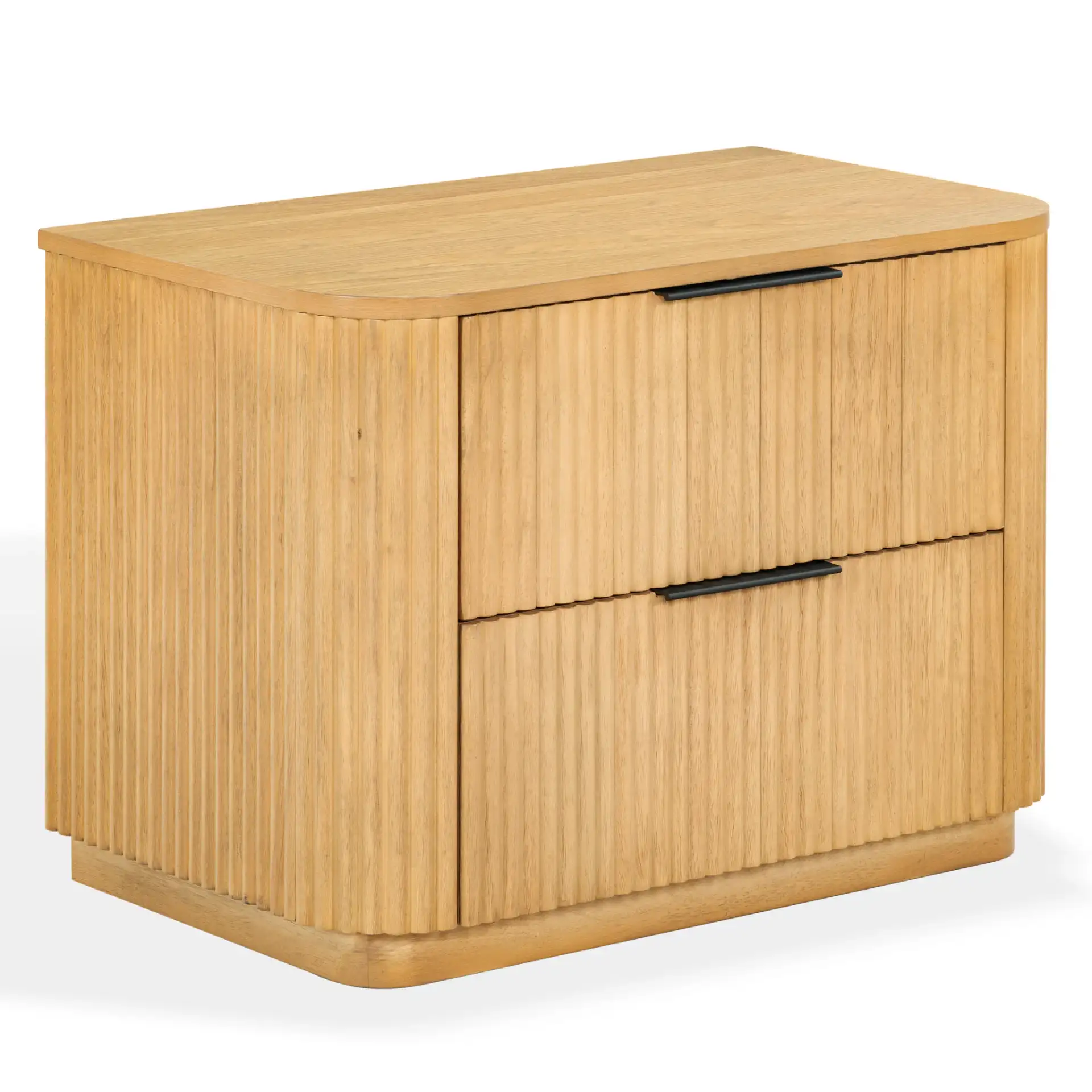 Barrymore Two-Drawer Nightstand in Greige Oak, detail view