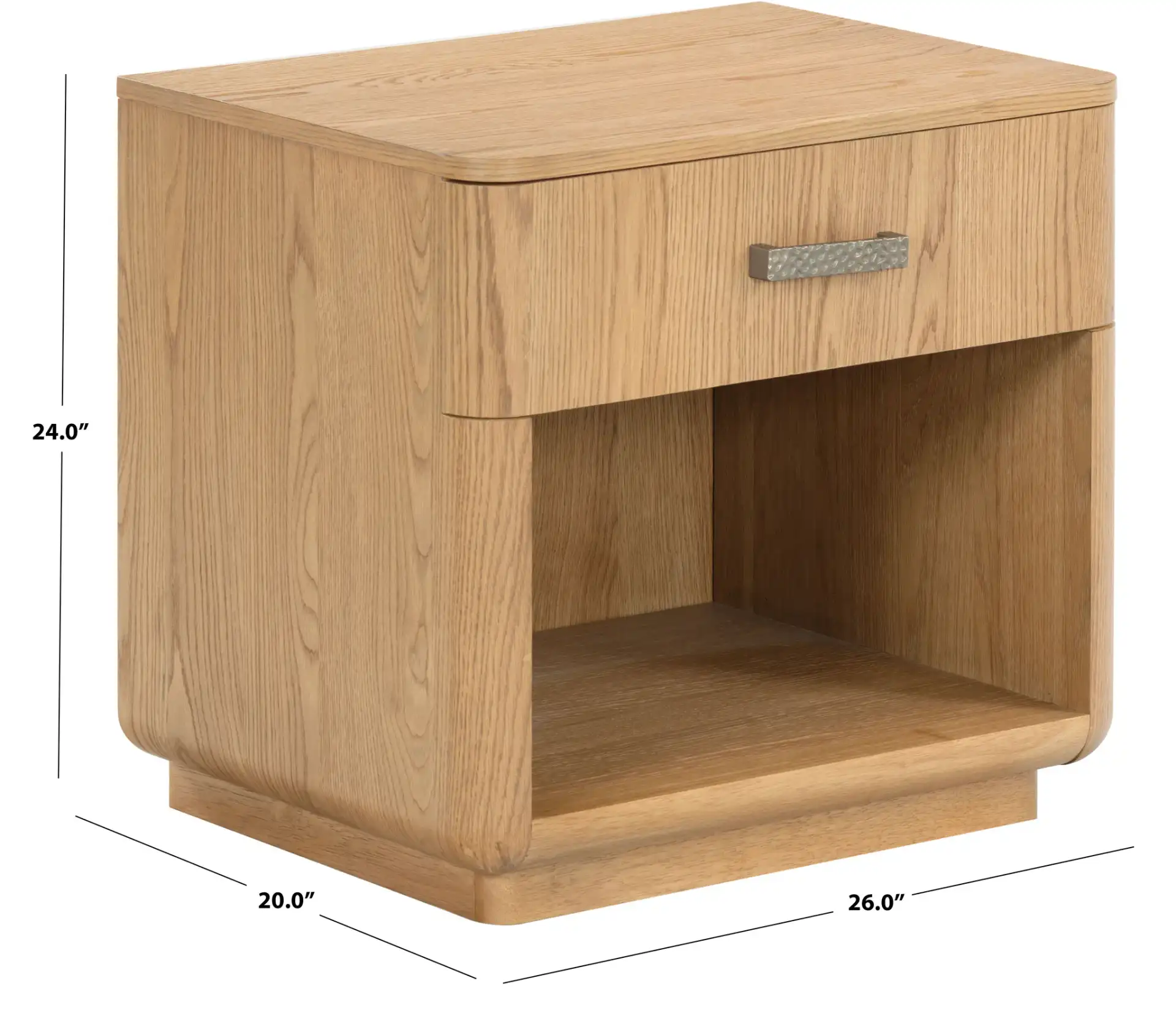 Carmilla One-Drawer Nightstand in Dark Brown Oak, detail view