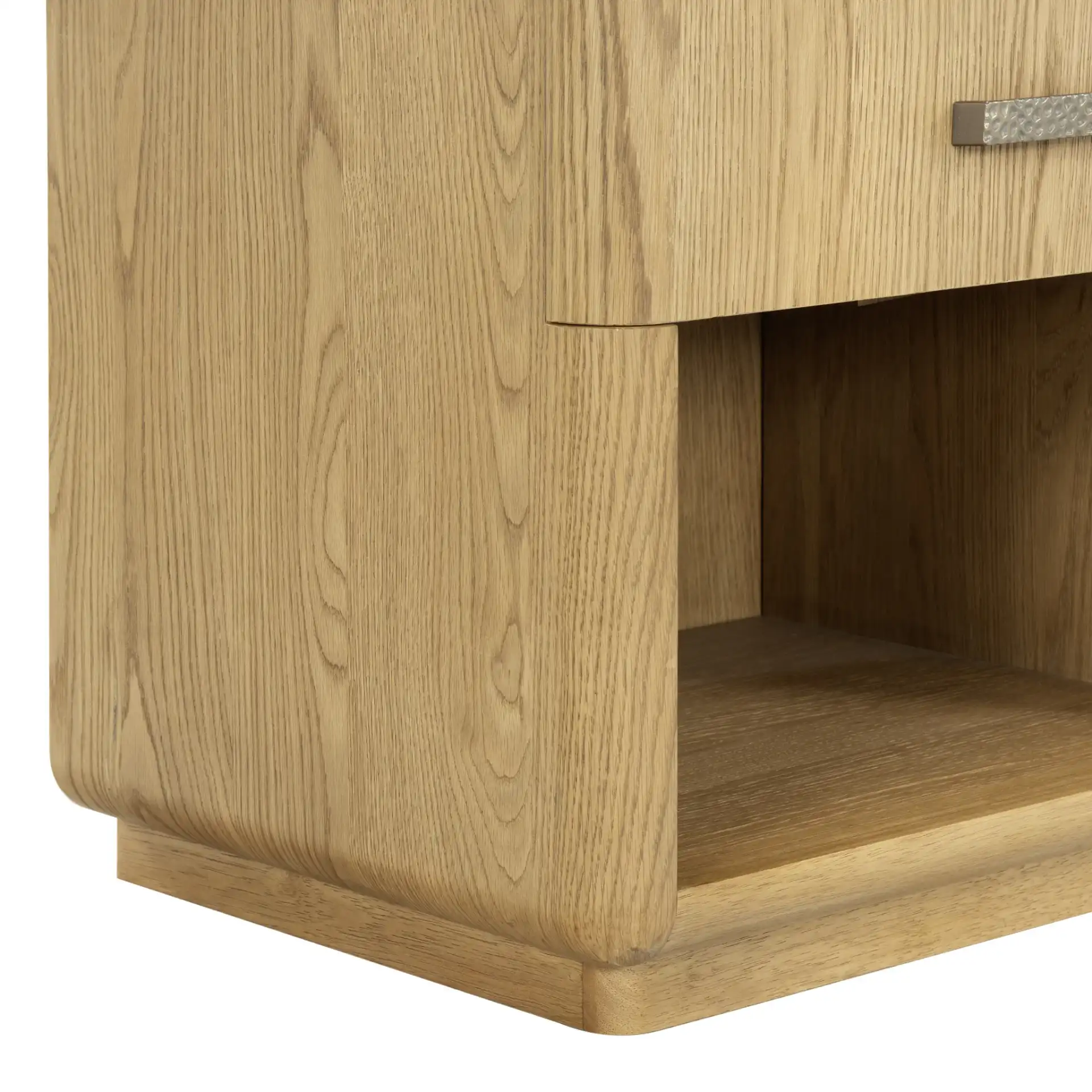 Carmilla One-Drawer Nightstand in Dark Brown Oak, detail view