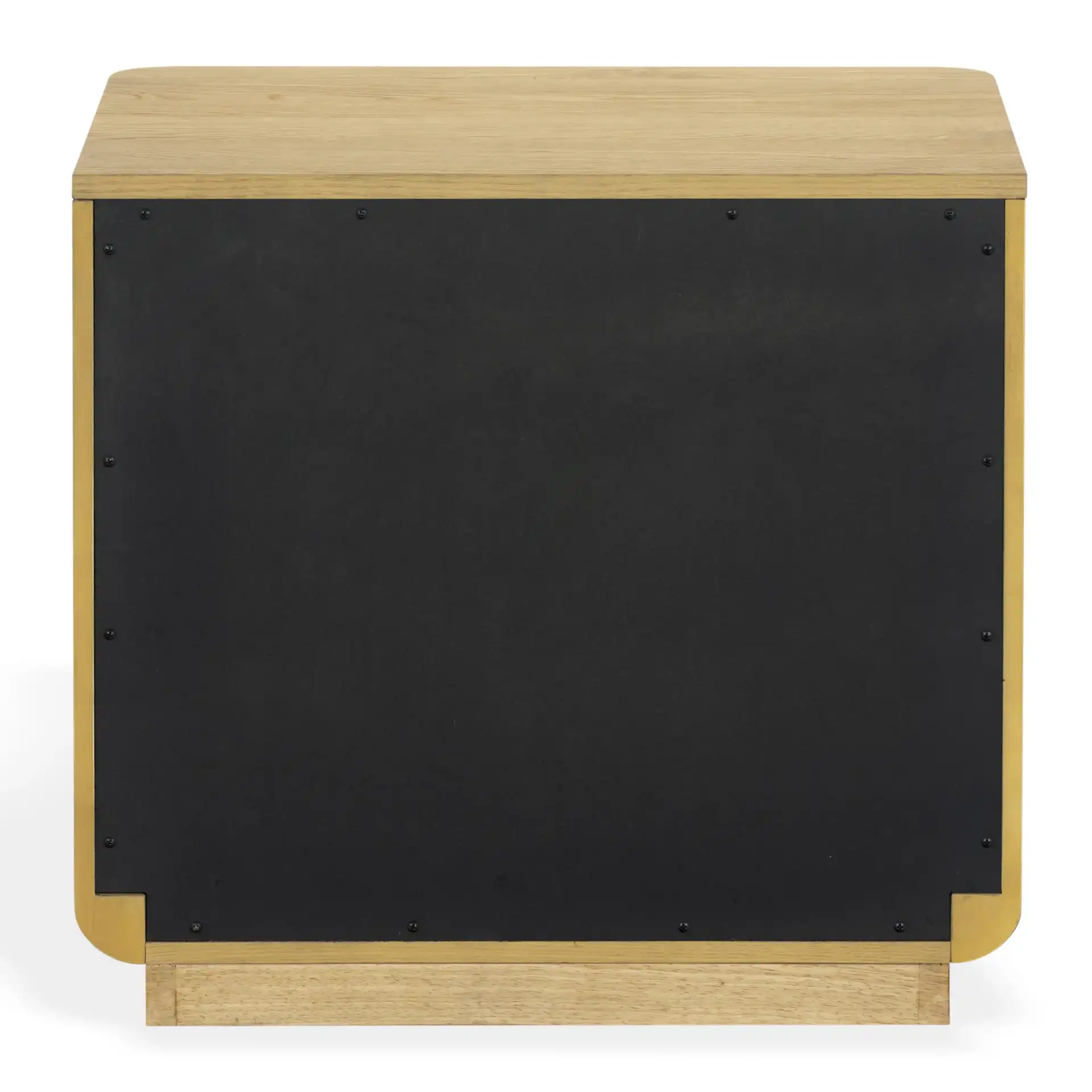 Carmilla Three-Drawer Nightstand in Dark Brown Oak, detail view
